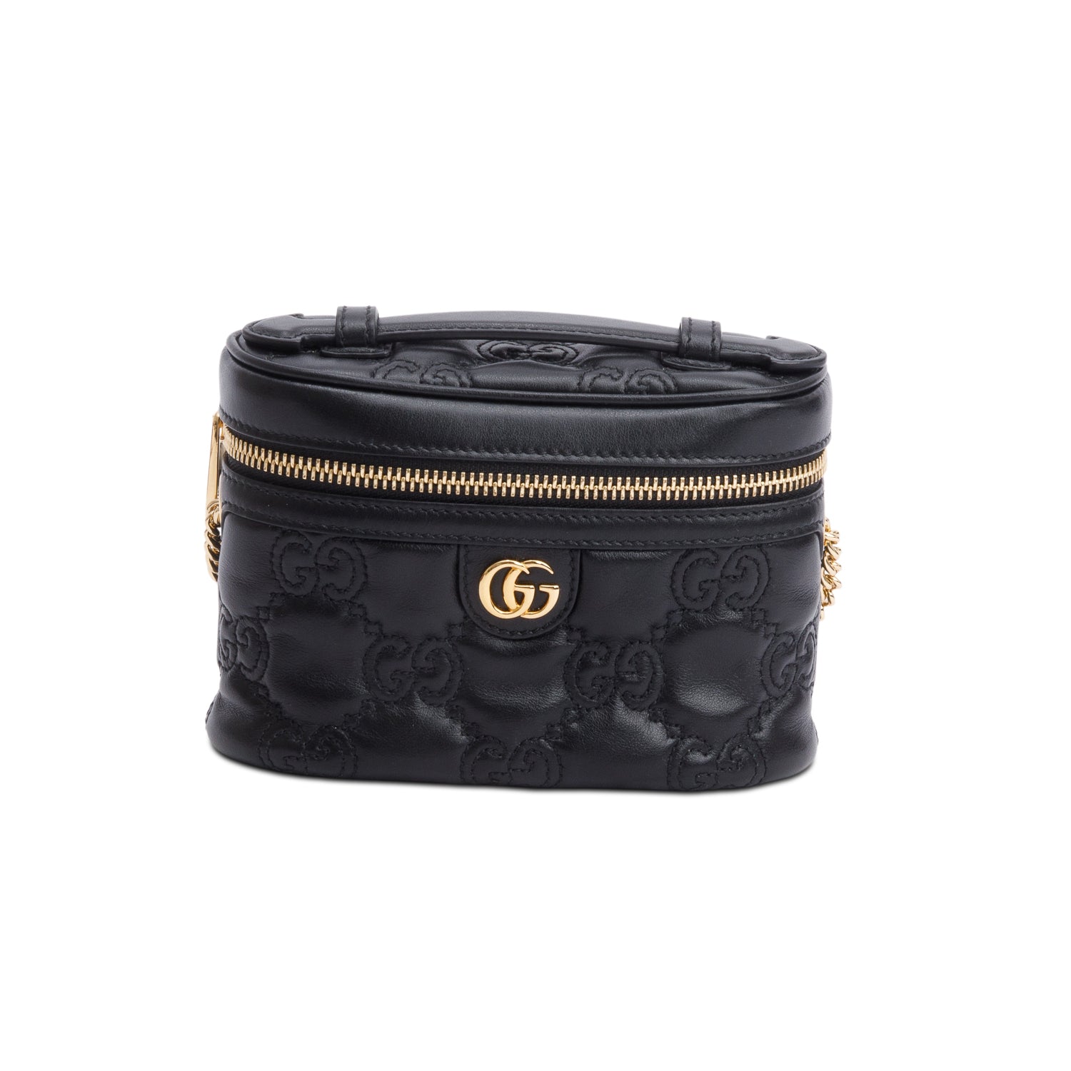 Gucci Black Calfskin GG Matelasse Leather Mini Top Handle Bag w/ Box