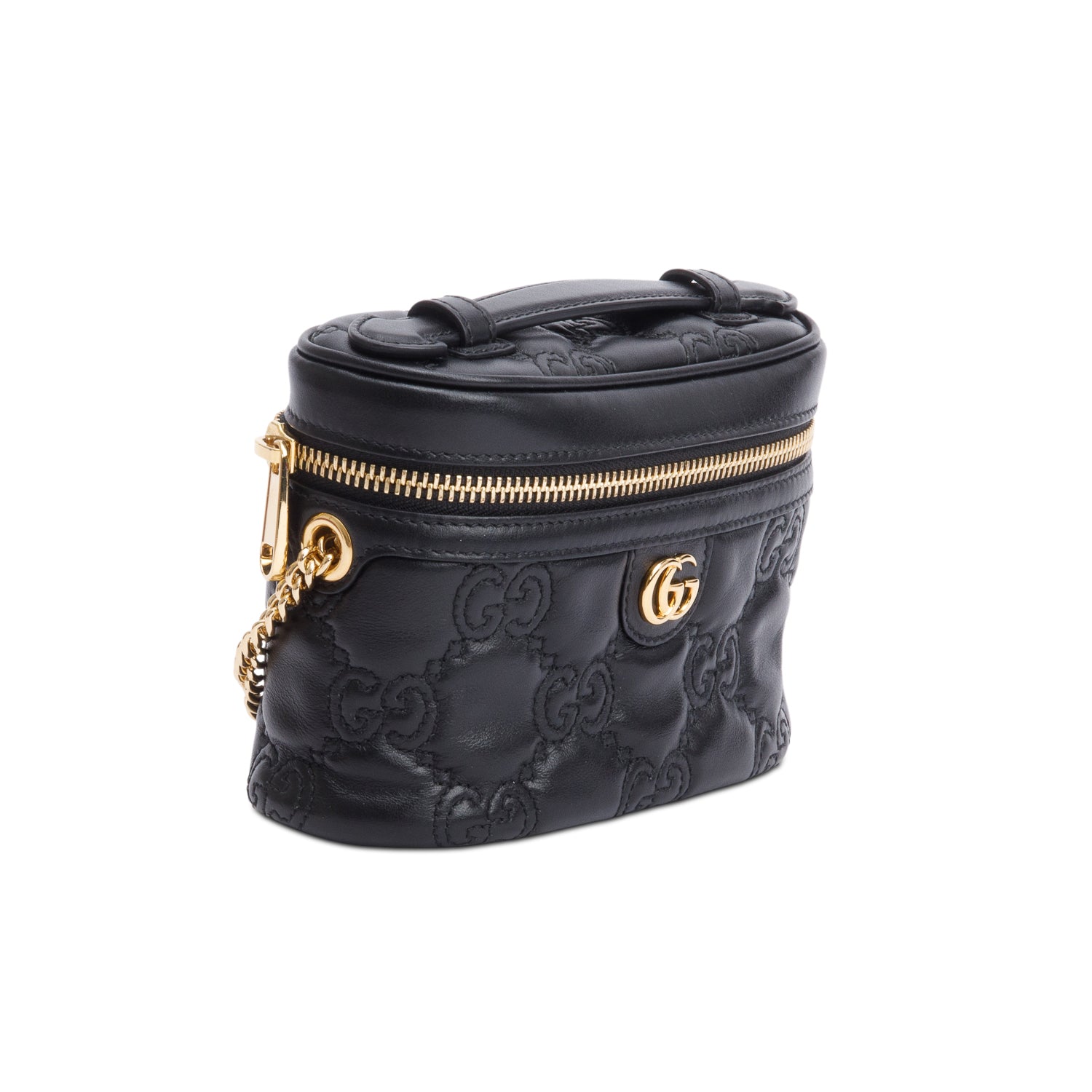 Gucci Black Calfskin GG Matelasse Leather Mini Top Handle Bag w/ Box