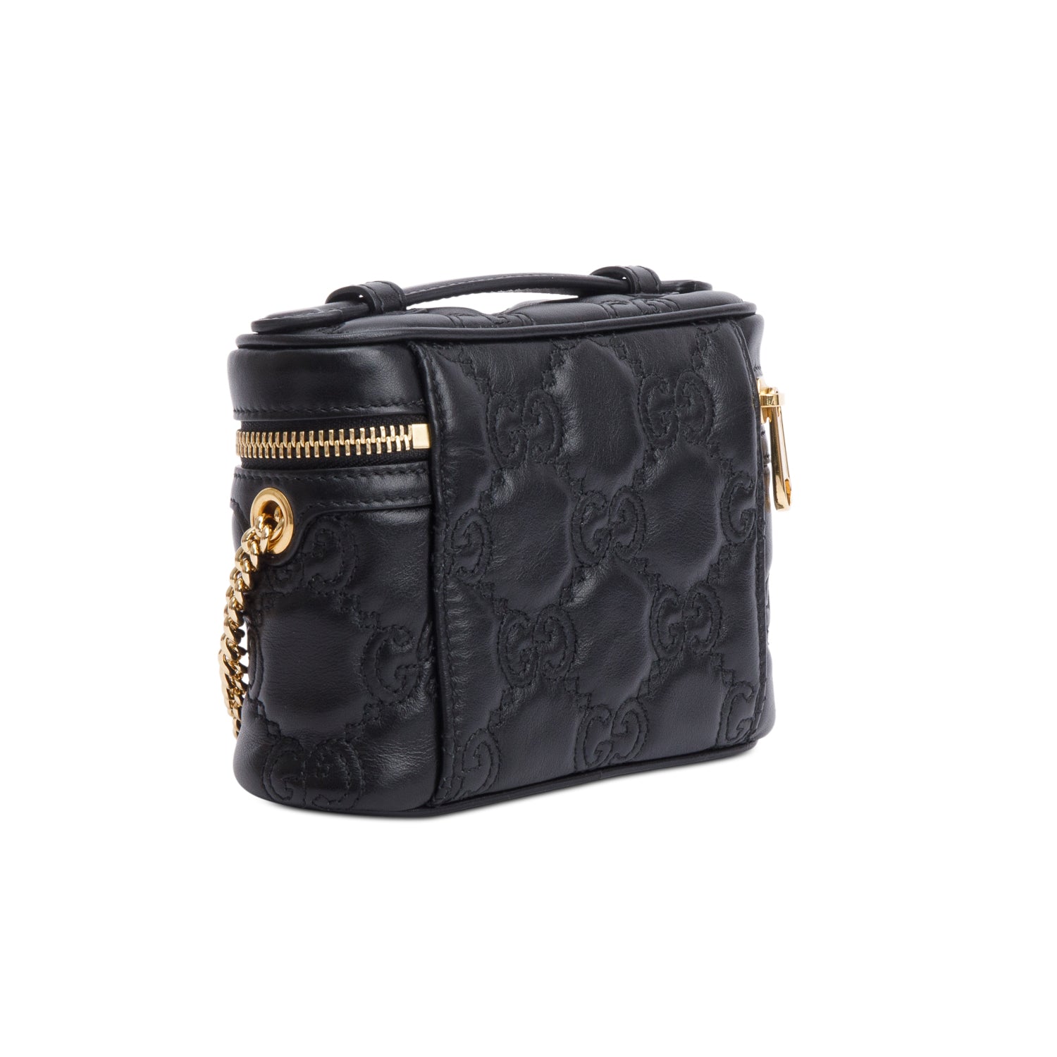 Gucci Black Calfskin GG Matelasse Leather Mini Top Handle Bag w/ Box