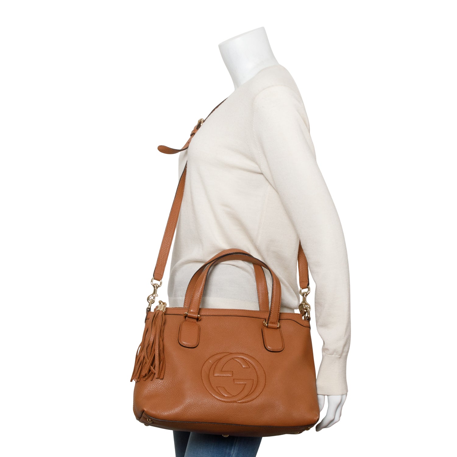 Gucci Brown Cellarius Calfksin Leather Small Soho Top Handle Satchel