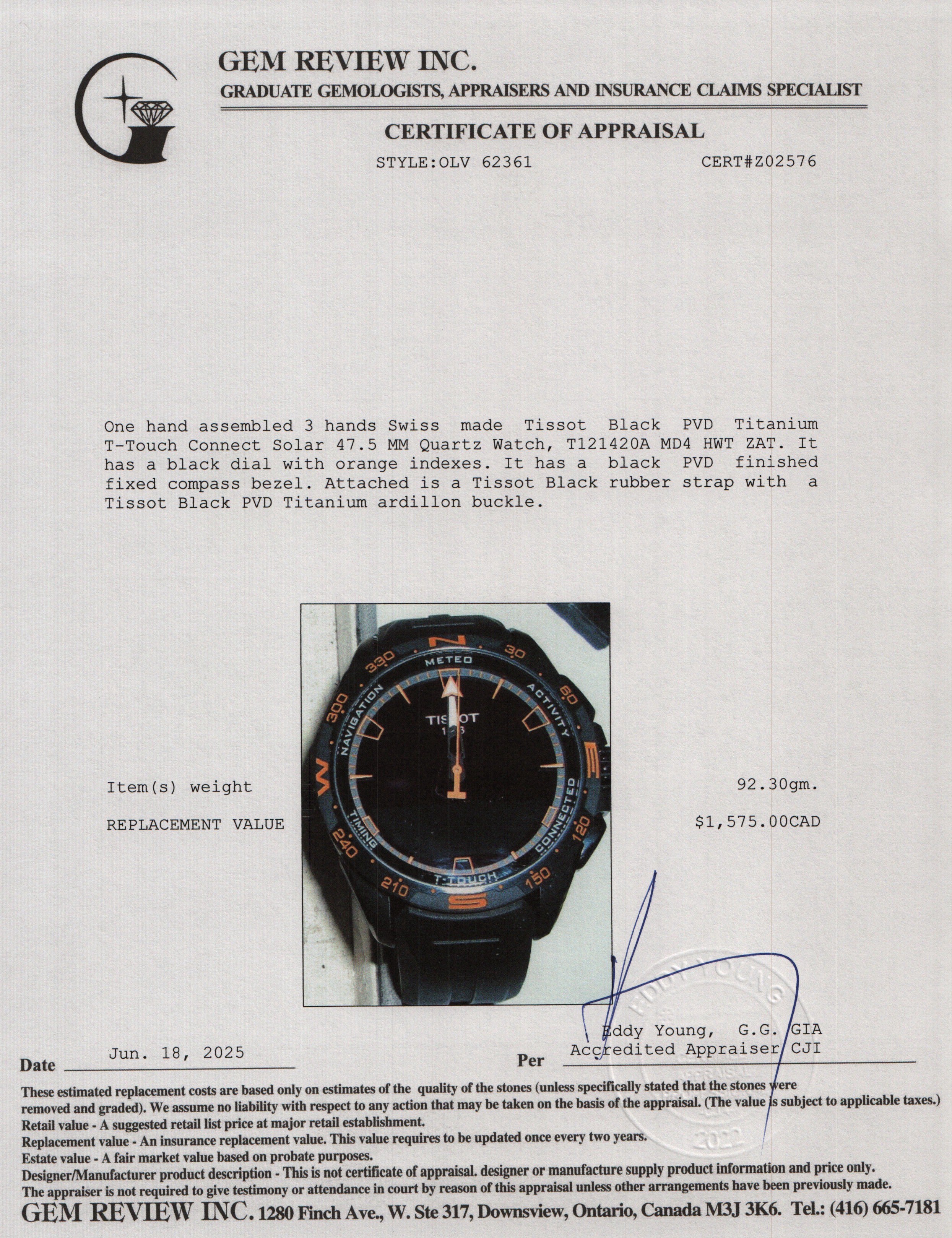 Tissot Black PVD Titanium T-Touch Connect Solar 47.5 MM Quartz Watch w/ Box