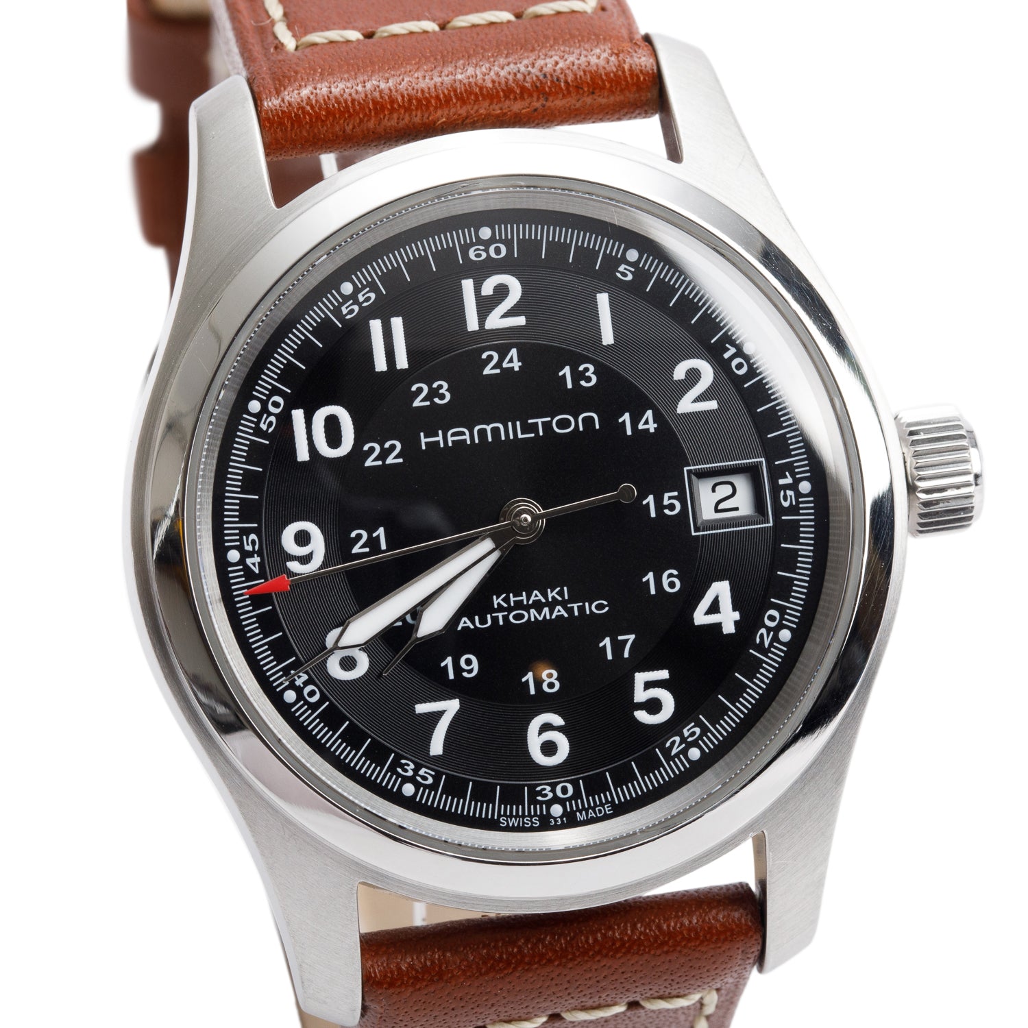 Hamilton Stainless Steel Khaki Field 40 MM Automatic Watch w/ Box & Papers