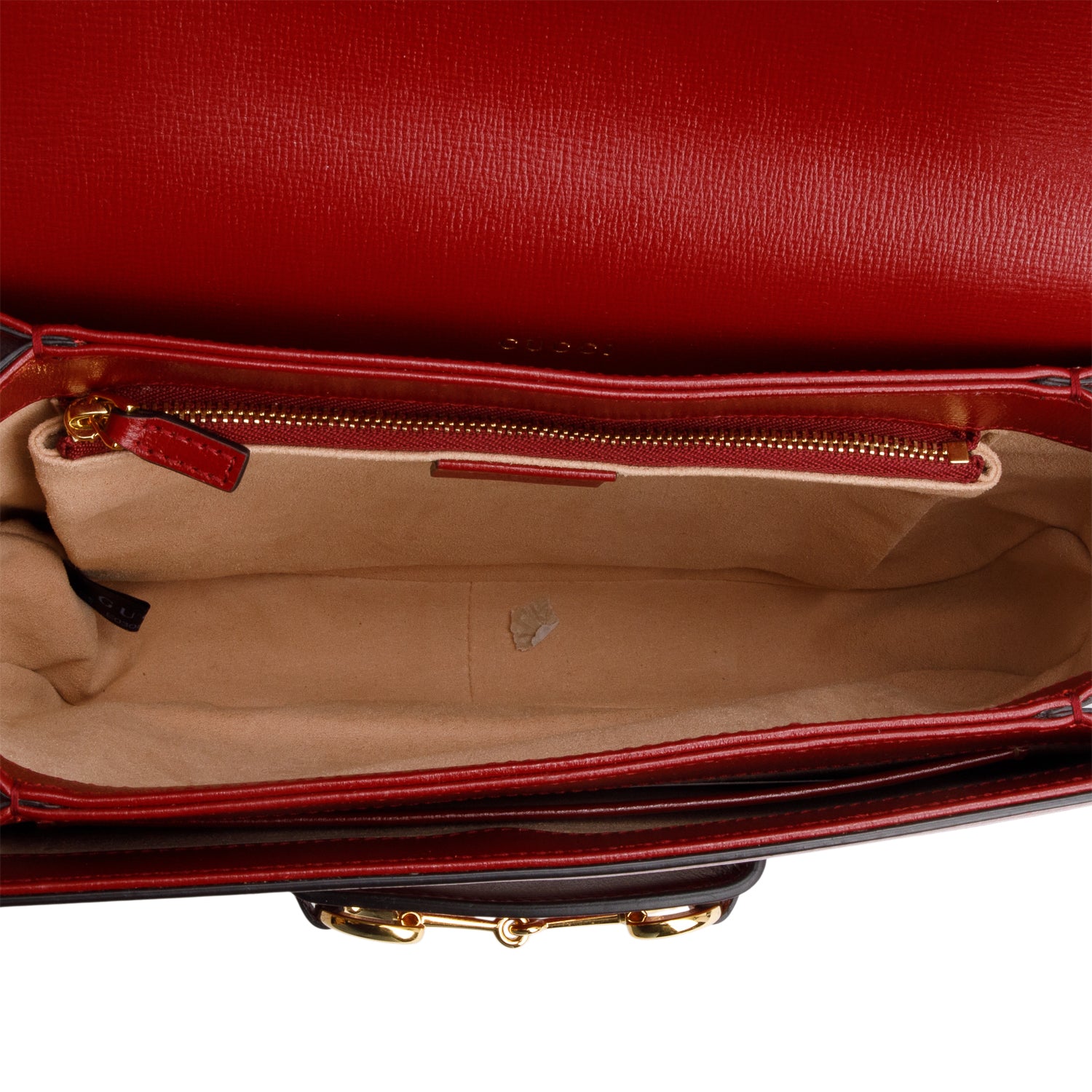 Gucci GG Supreme Canvas Red Leather Trim Horsebit 1955 Small Shoulder Bag