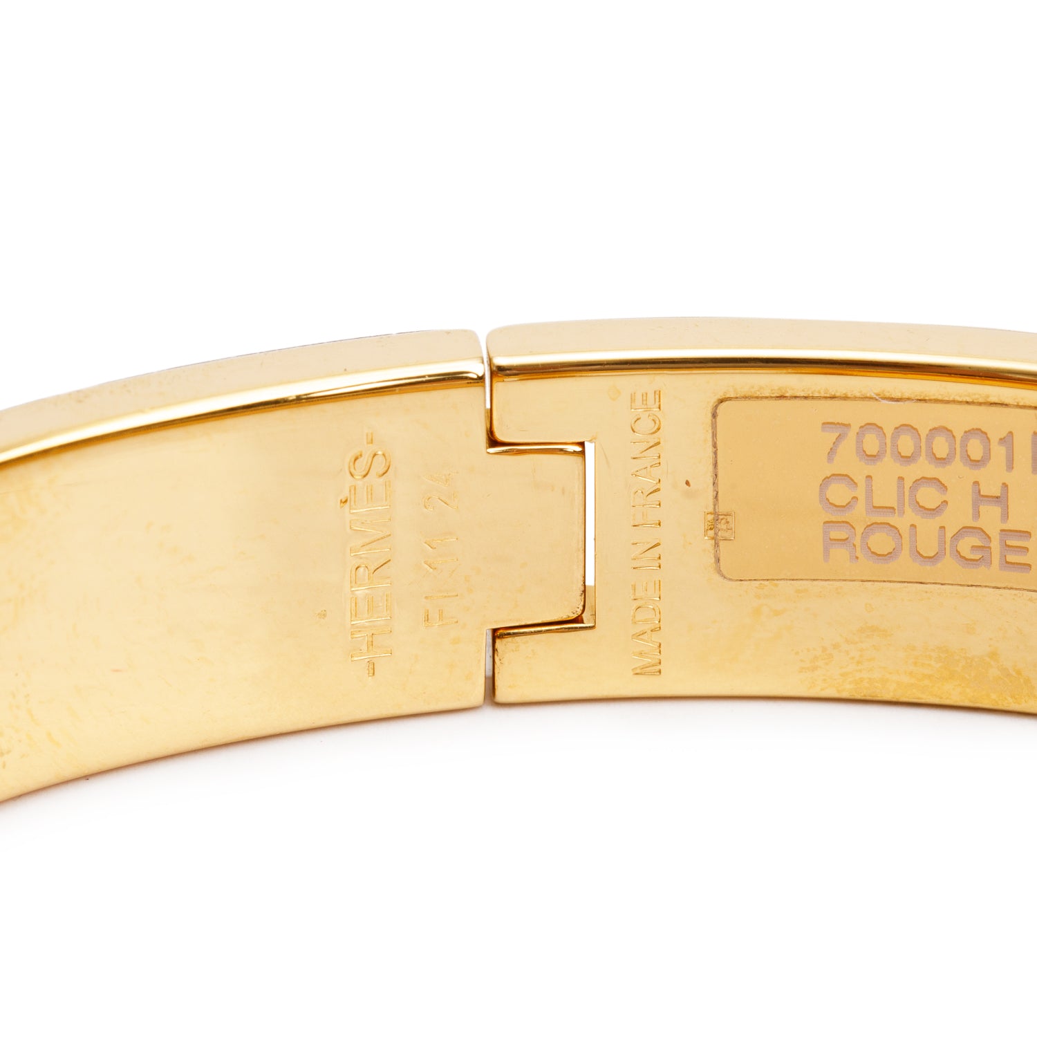 Hermes Gold-Plated Red Enamel 12 MM Clic H Bracelet