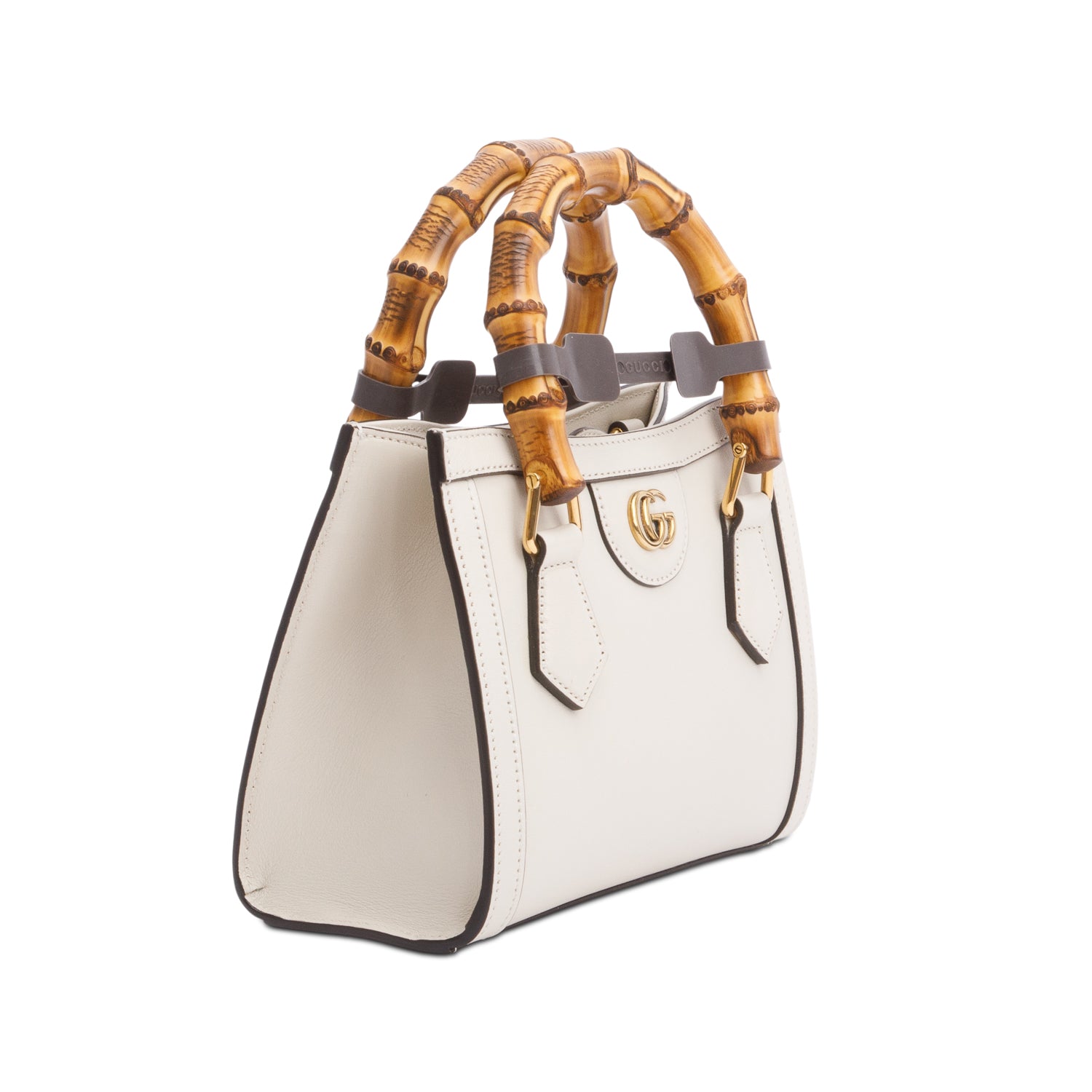 Gucci White Calfskin Leather Diana Small Tote Bag w/ Straps