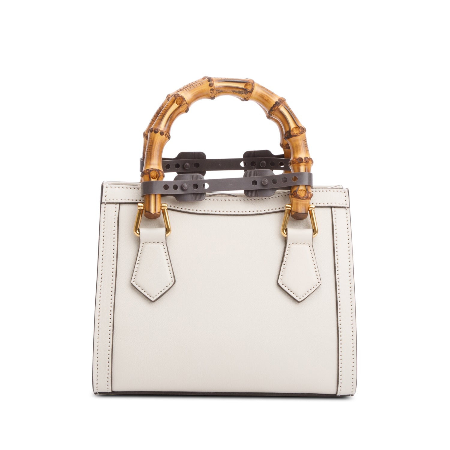 Gucci White Calfskin Leather Diana Small Tote Bag w/ Straps