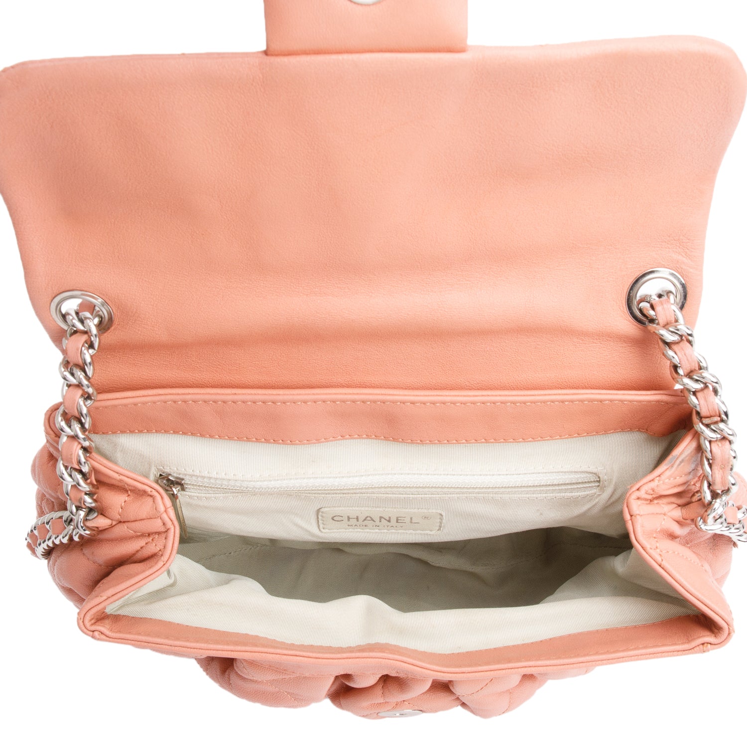 Chanel Pink Quilted Calfskin Leather Medium Chain Around Flap Bag w/ Authenticity Card