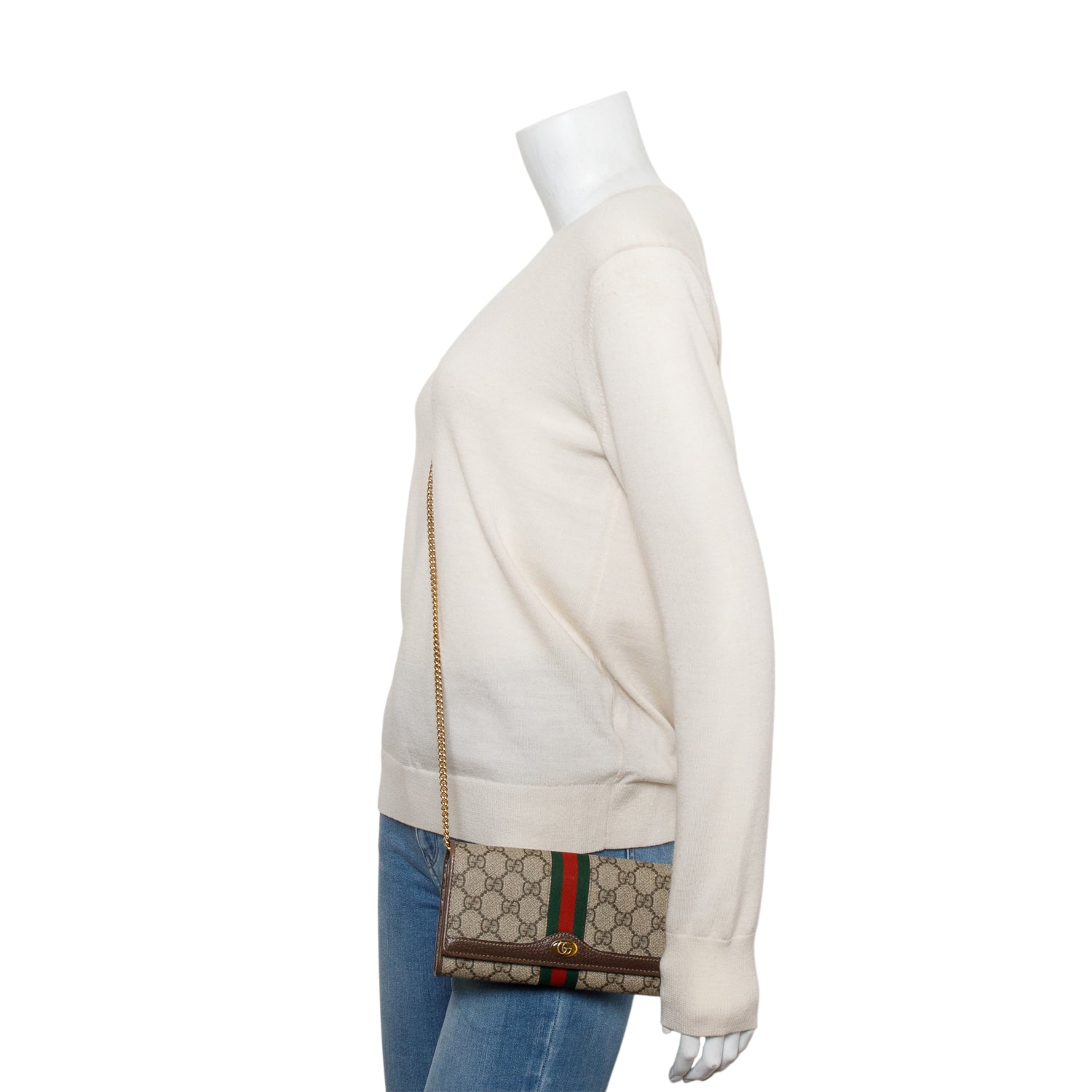 Gucci Beige GG Supreme Ophidia GG Web Wallet on Chain