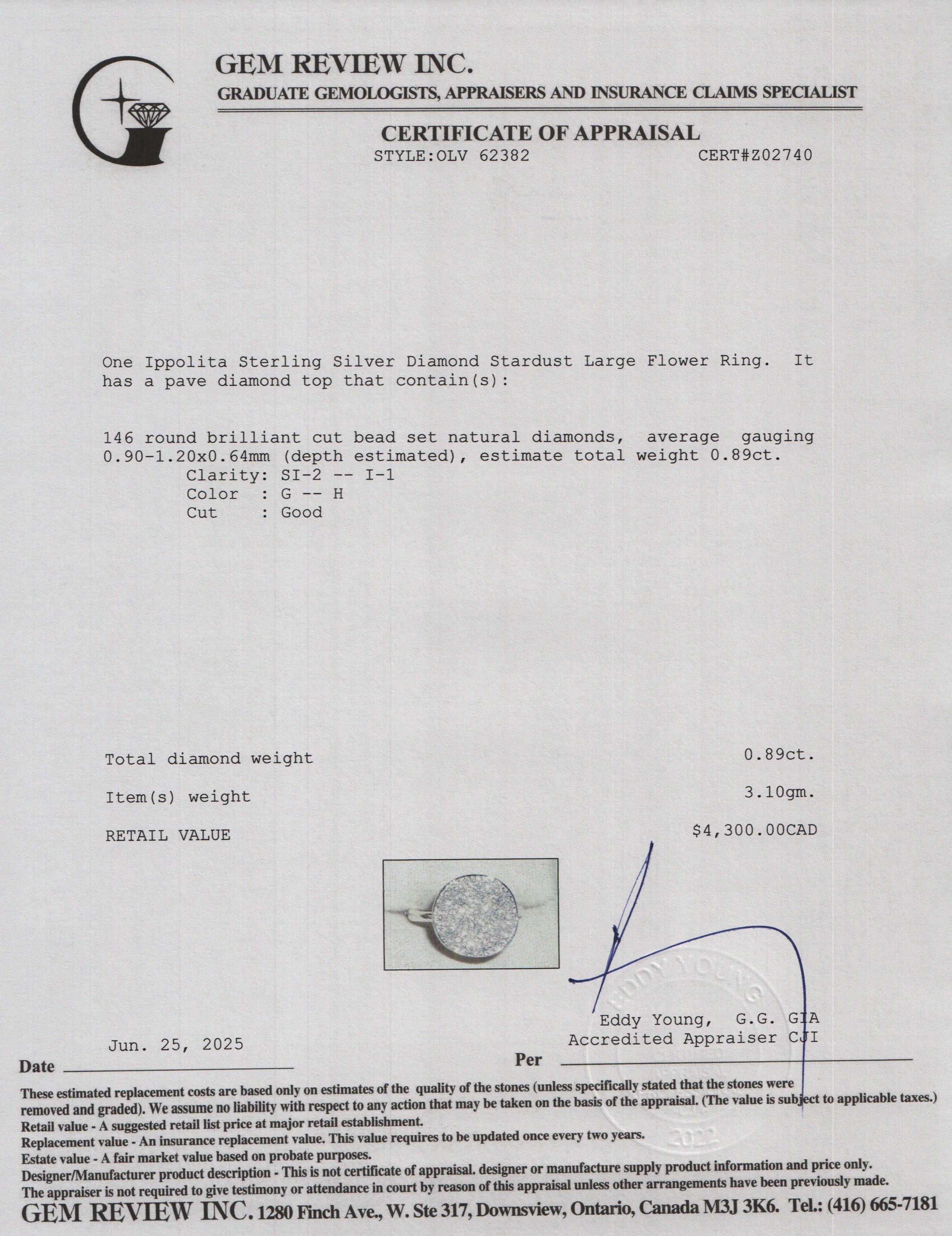 Ippolita Sterling Silver Diamond Stardust Large Flower Ring, Size 7.25