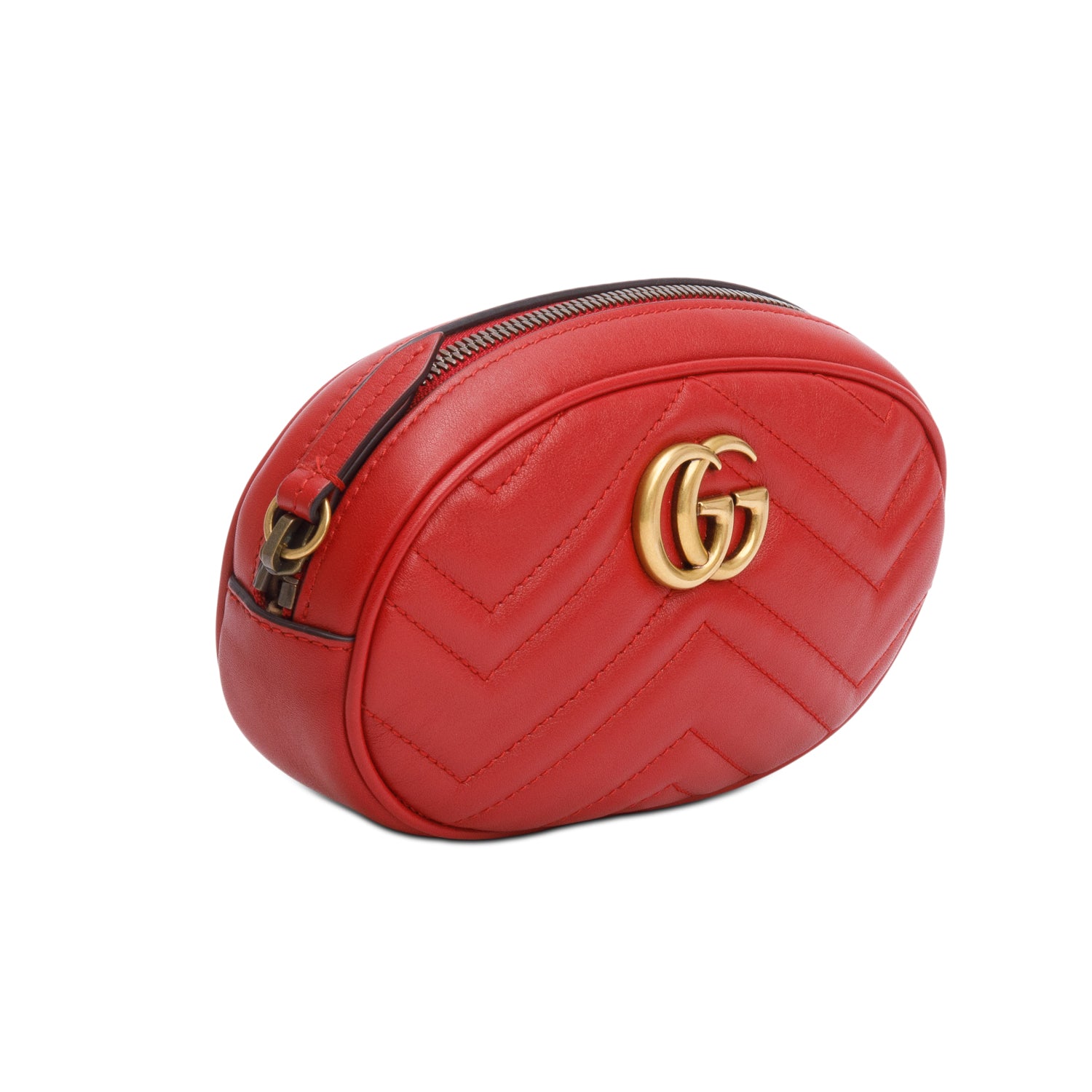 Gucci Red GG Marmont Matelasse Leather Belt Bag, Size 65
