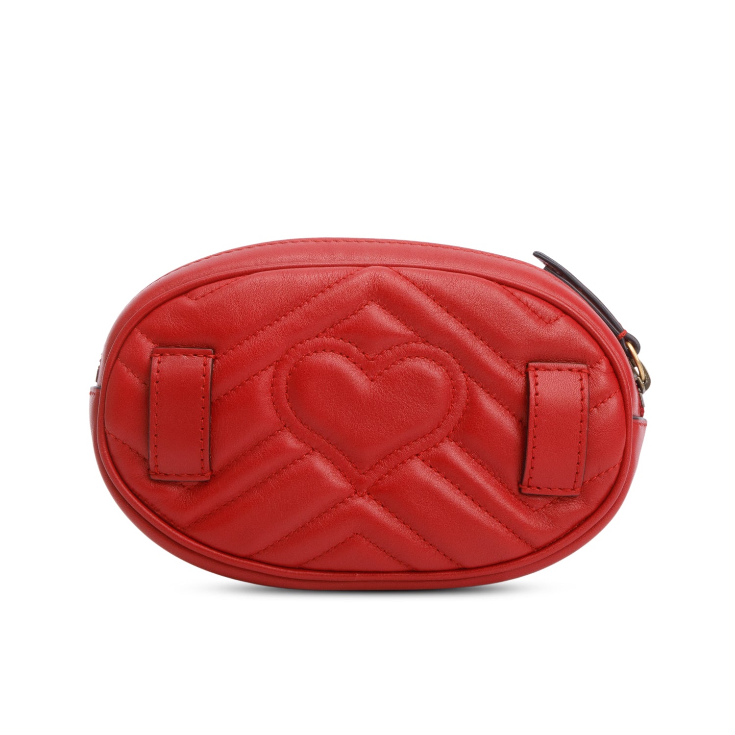 Gucci Red GG Marmont Matelasse Leather Belt Bag, Size 65