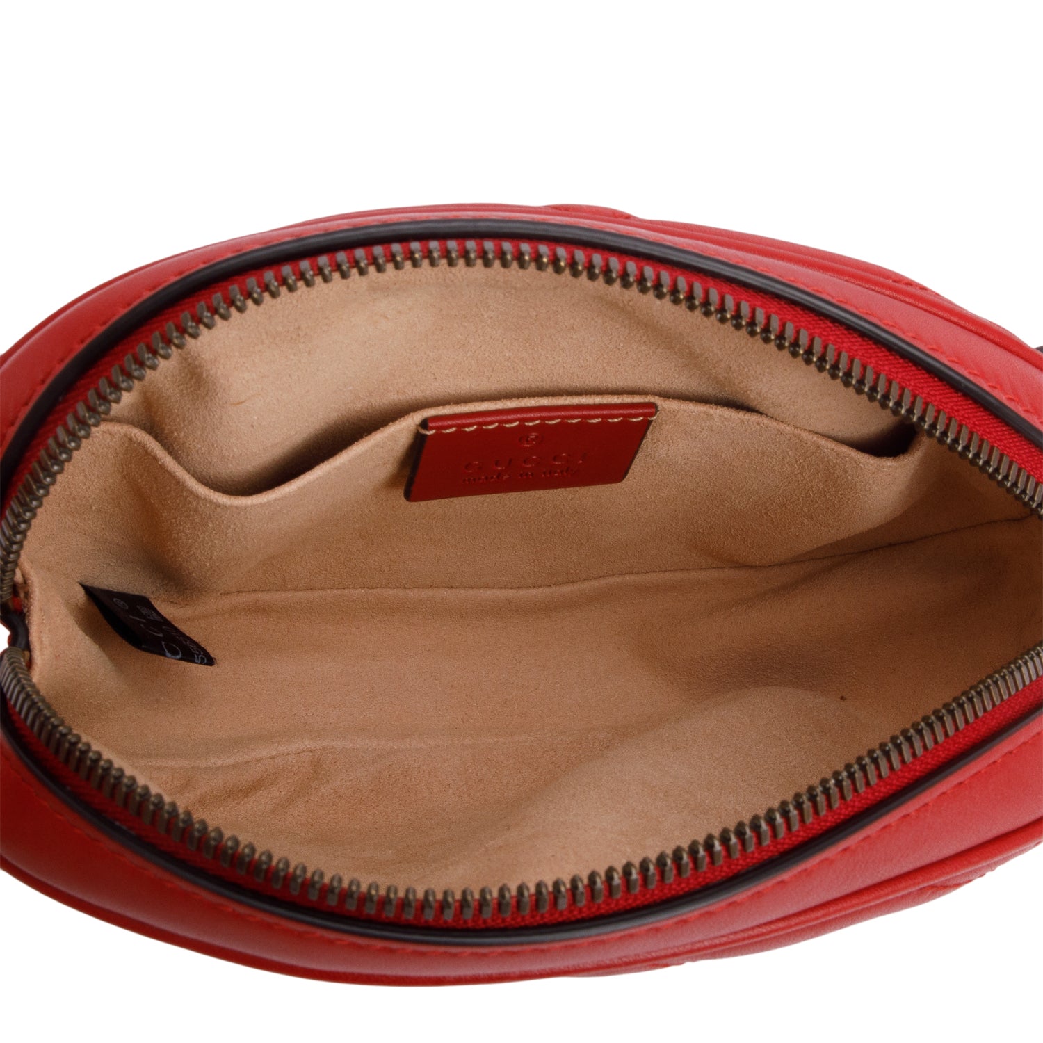 Gucci Red GG Marmont Matelasse Leather Belt Bag, Size 65