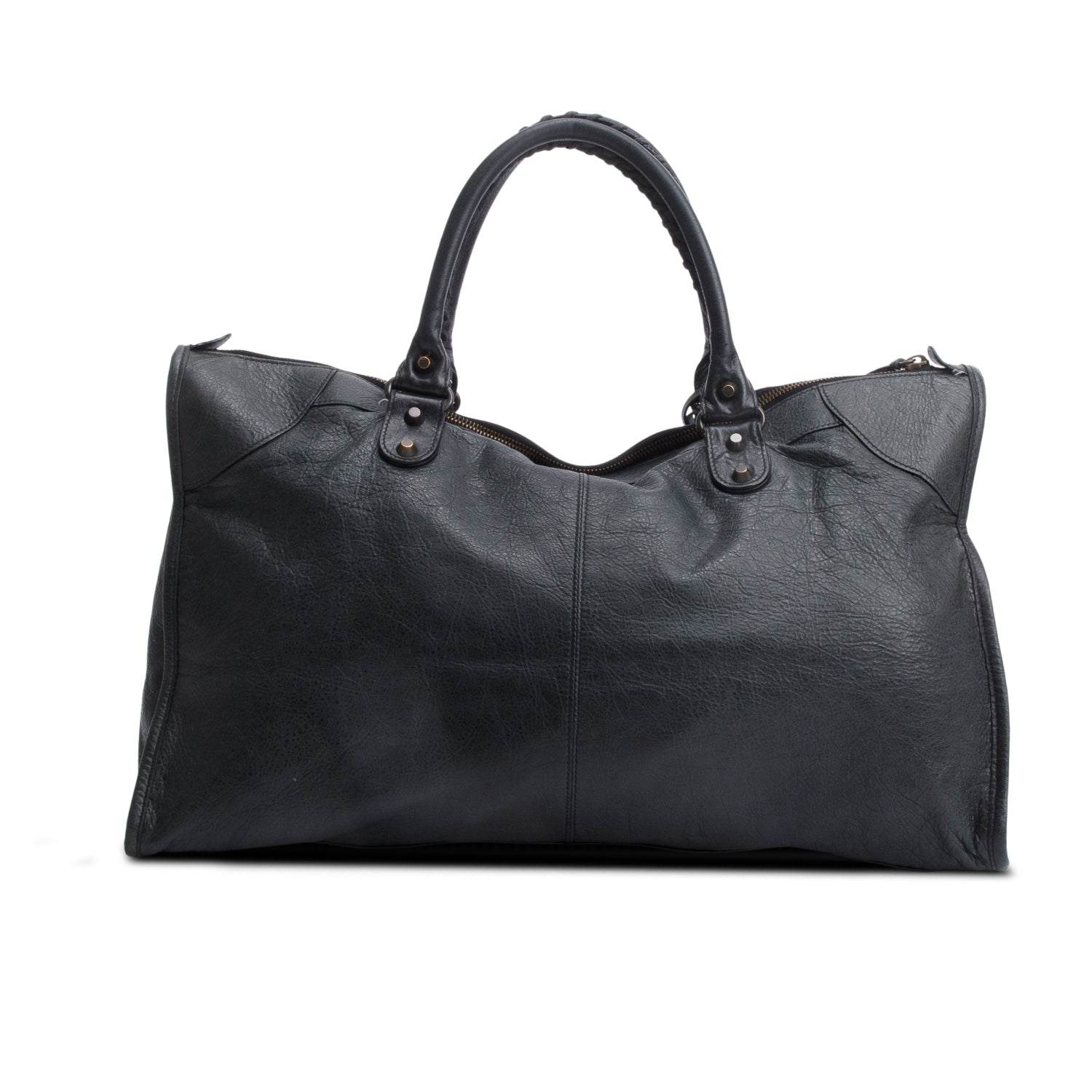 Balenciaga Dark Green Agneu Leather Motocross Classic Work Bag