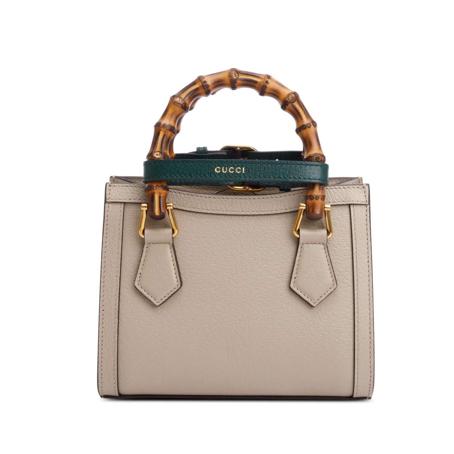 Gucci Taupe Calfskin Leather Diana Small Tote Bag w/ Straps