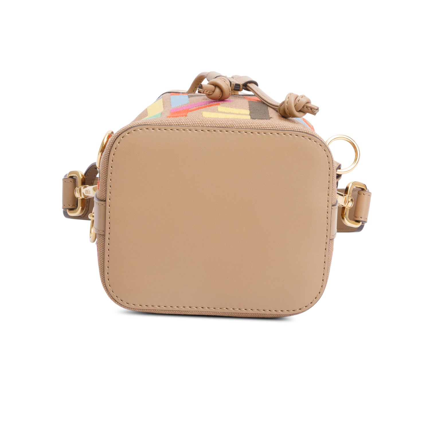 Fendi Beige/Multicolor FF Embroidered Canvas F is Fendi Mini Mon Tresor Bucket Bag w/ Strap