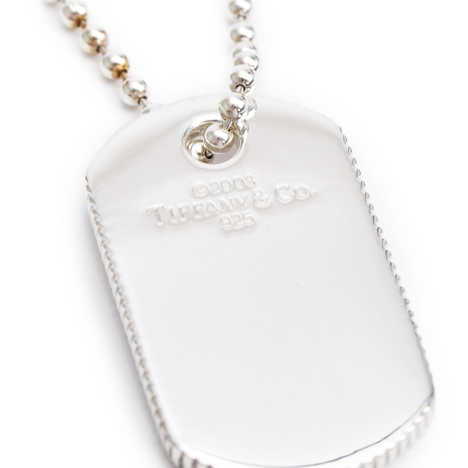 Tiffany & Co. Sterling Silver Coin Edge Dog Tag Pendant Necklace