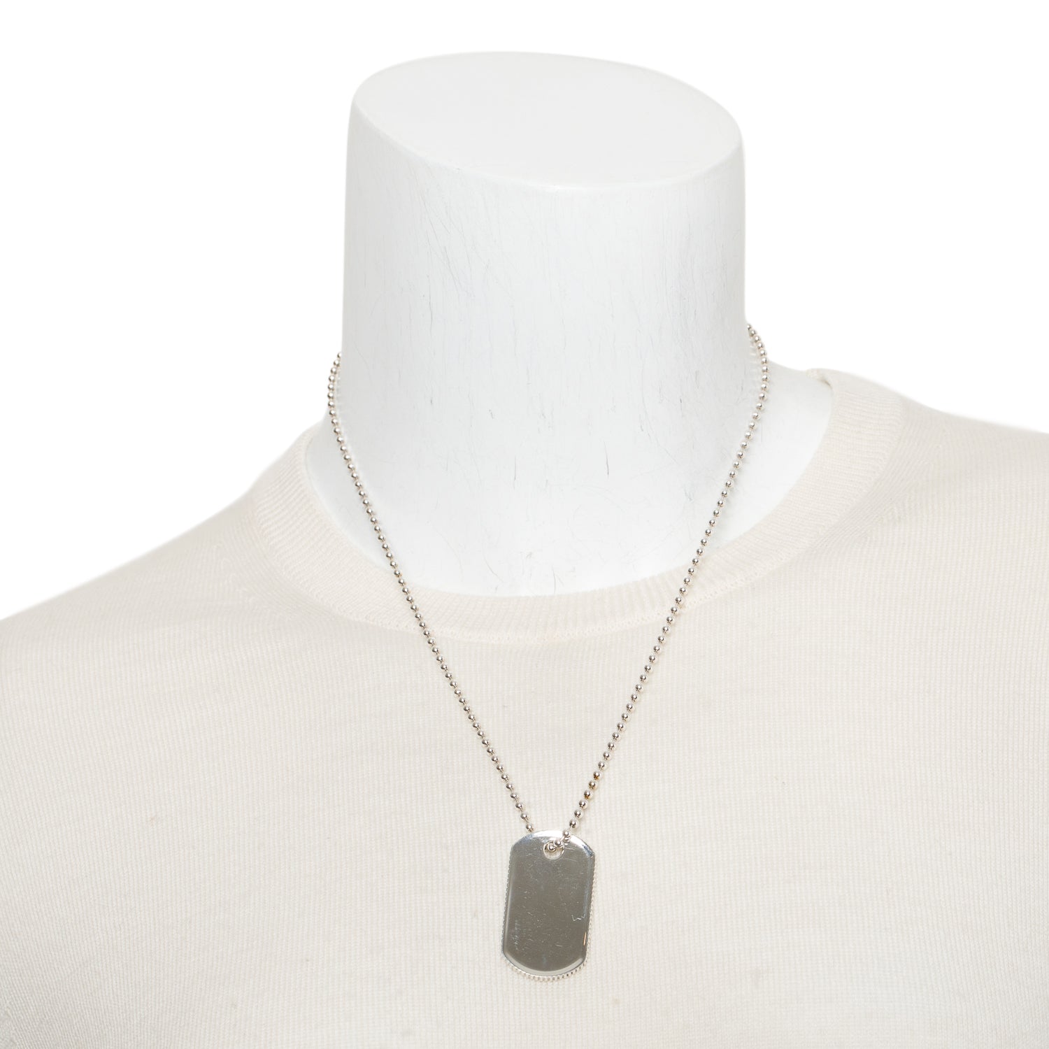Tiffany & Co. Sterling Silver Coin Edge Dog Tag Pendant Necklace