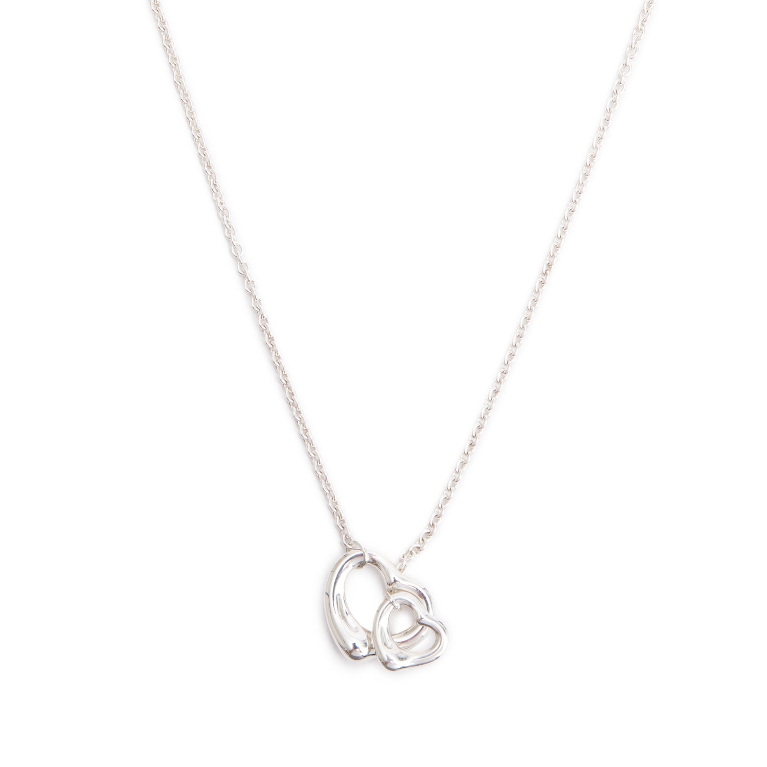 Tiffany & Co. Elsa Peretti Sterling Silver Open Heart Lariat Necklace