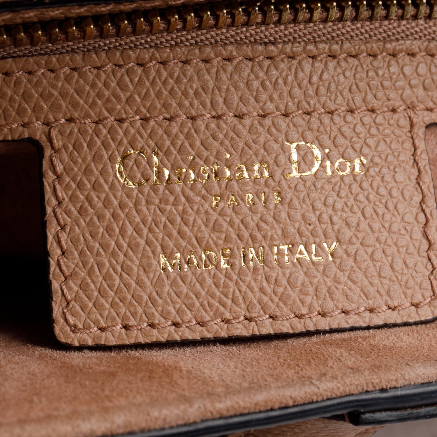 Christian Dior 2020 Beige Grained Calfskin Leather Medium Saddle Bag w/ Authenticity Card