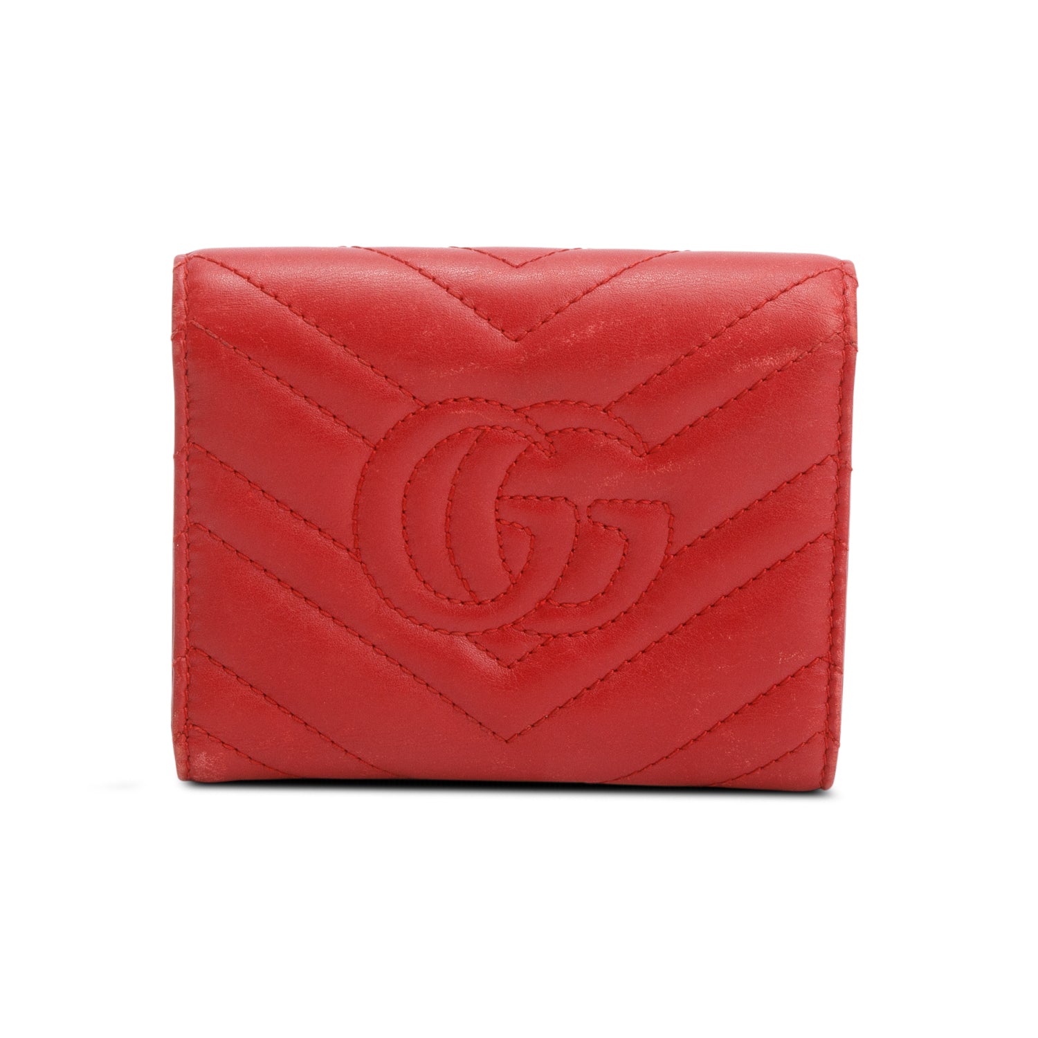Gucci Red GG Marmont Matelasse Wallet
