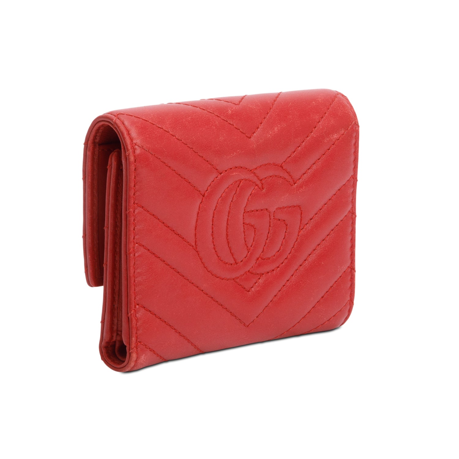 Gucci Red GG Marmont Matelasse Wallet