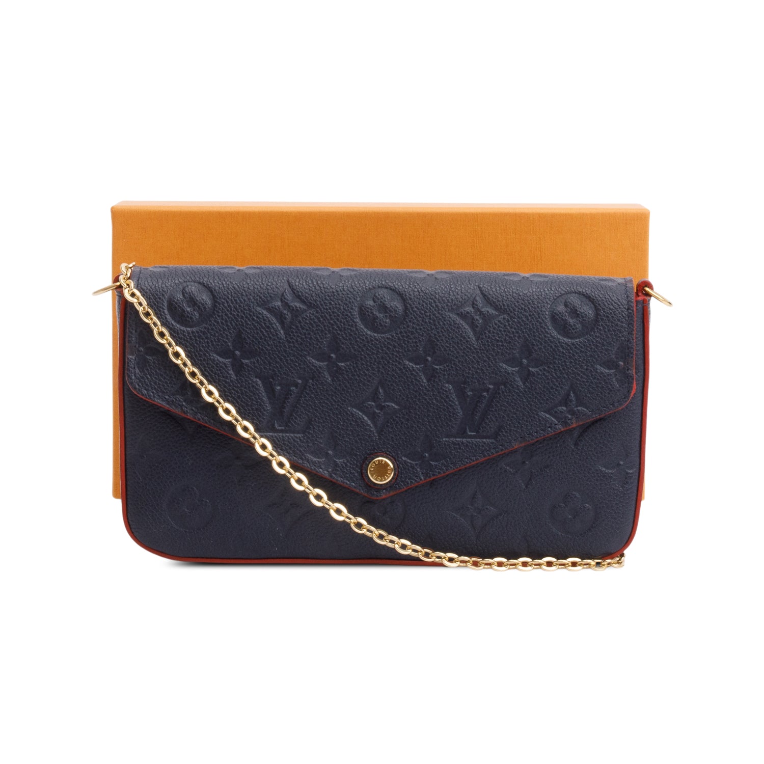 Louis Vuitton Marine Rouge Monogram Empreinte Leather Felicie Pochette w/ Inserts