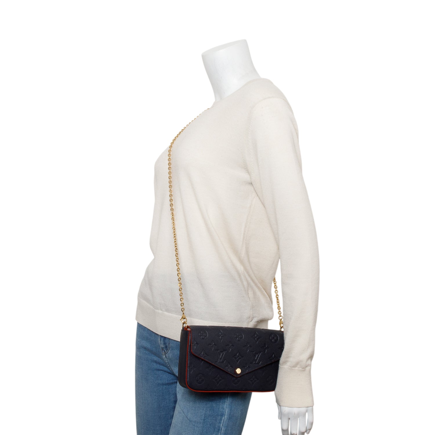 Louis Vuitton Marine Rouge Monogram Empreinte Leather Felicie Pochette w/ Inserts