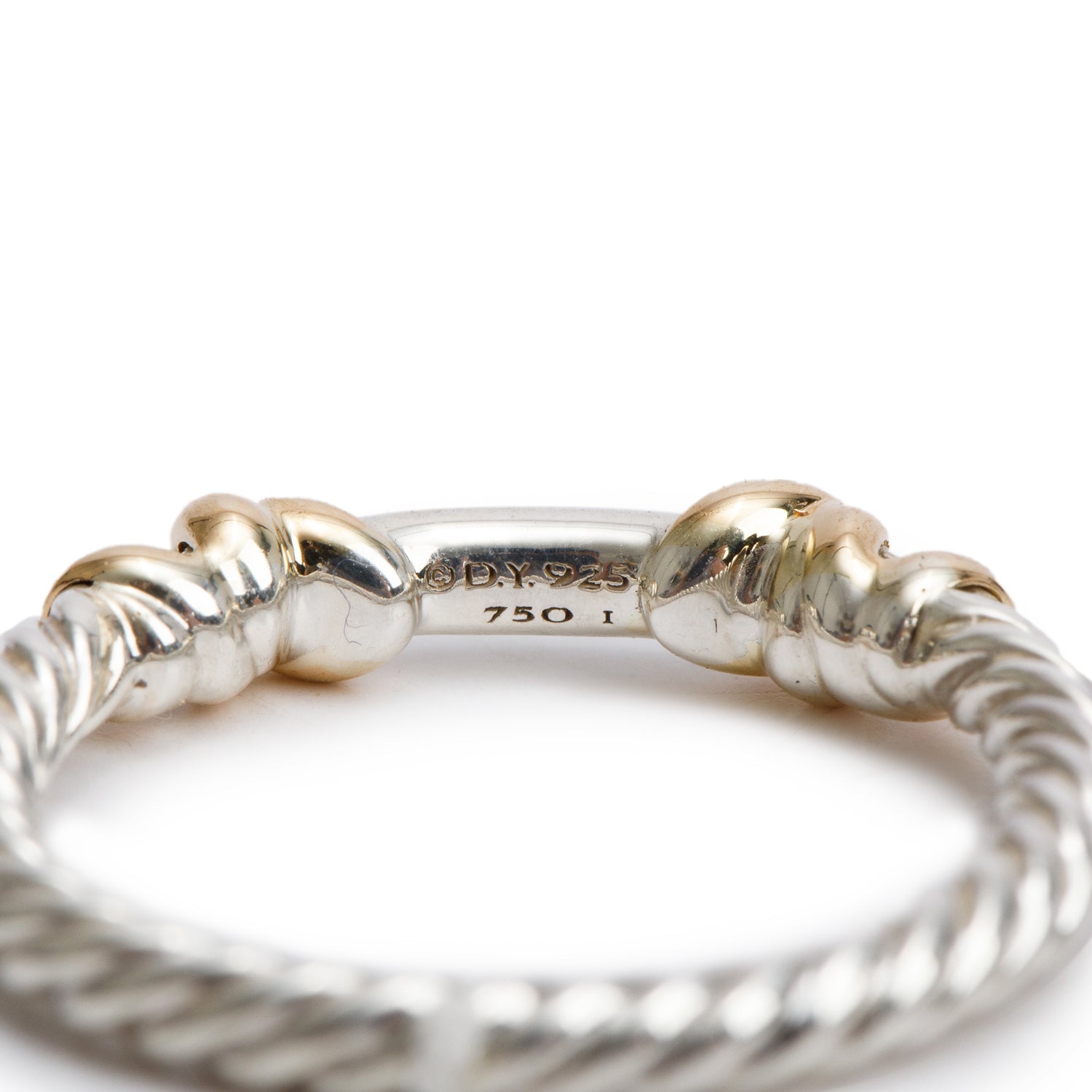 David Yurman Sterling Silver & 18k Yellow Gold Diamond Petite Helena Wrap Band Ring, Size 7 w/ Box