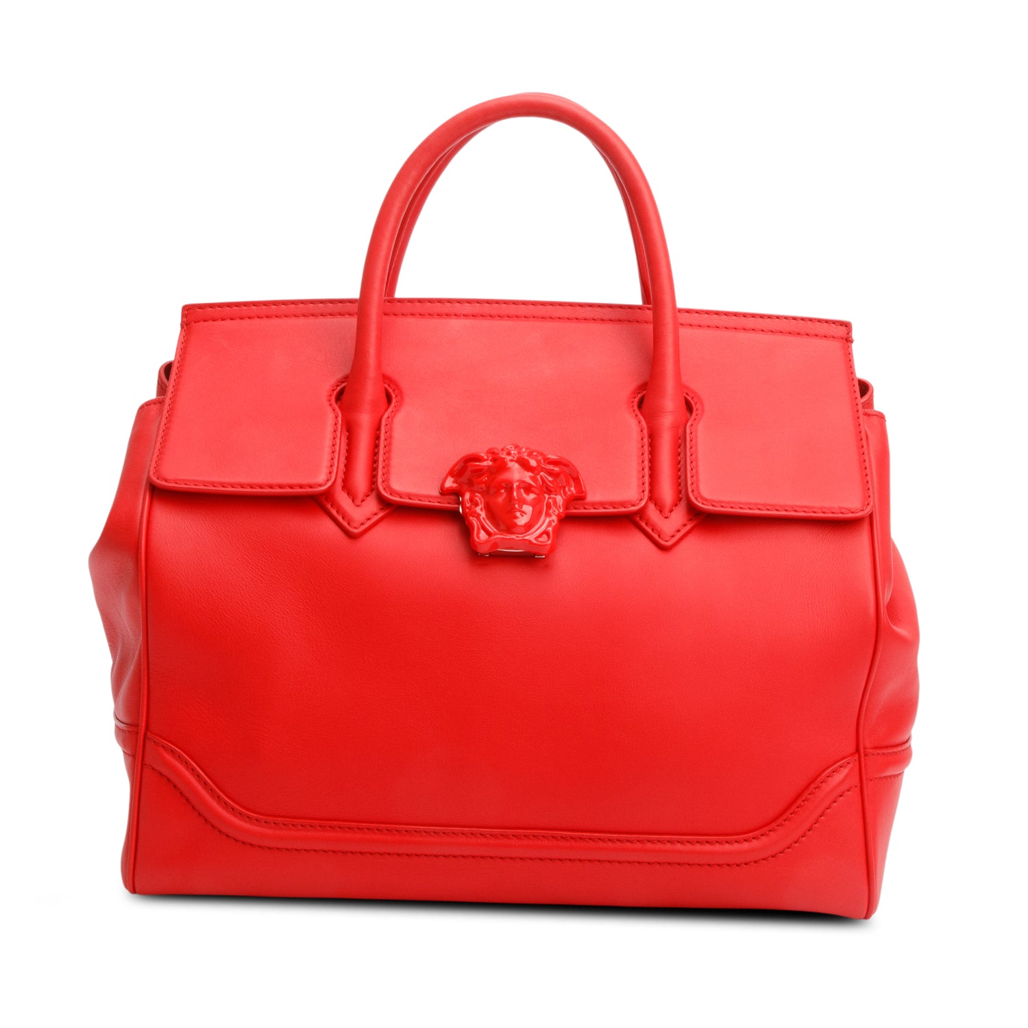Versace Red Leather Large Palazzo Medusa Empire Bag w/ Strap