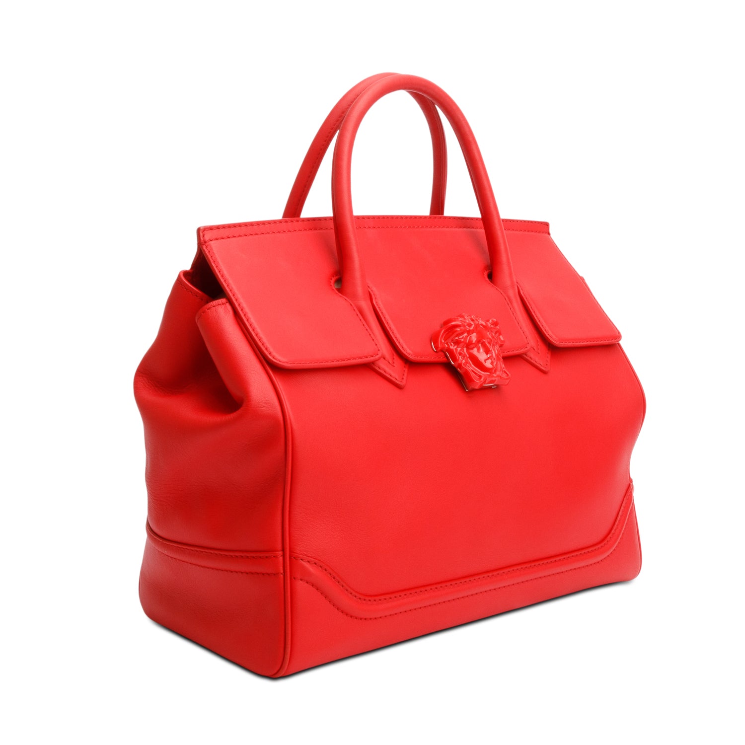 Versace Red Leather Large Palazzo Medusa Empire Bag w/ Strap