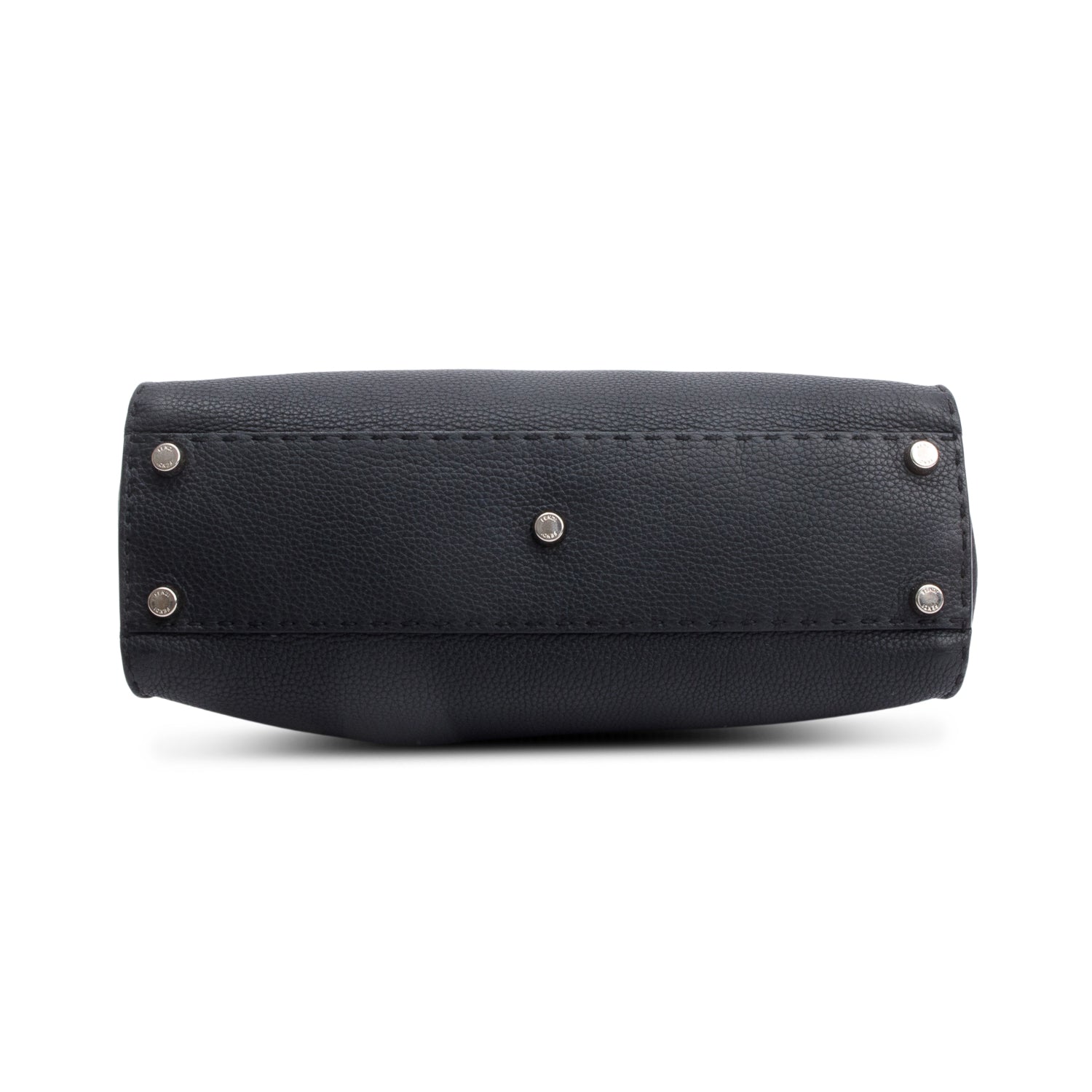 Fendi Black Leather Romano Selleria Medium Peekaboo Bag w/ Strap