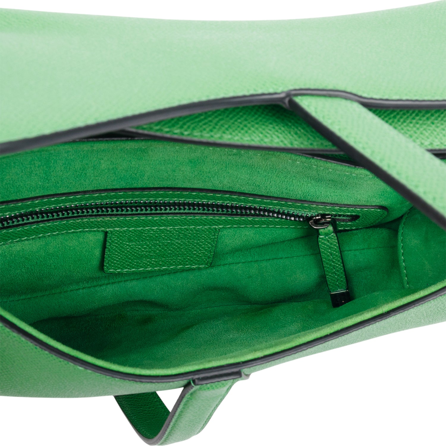 Christian Dior 2021 Green Grained Calfskin Leather Medium Saddle Bag