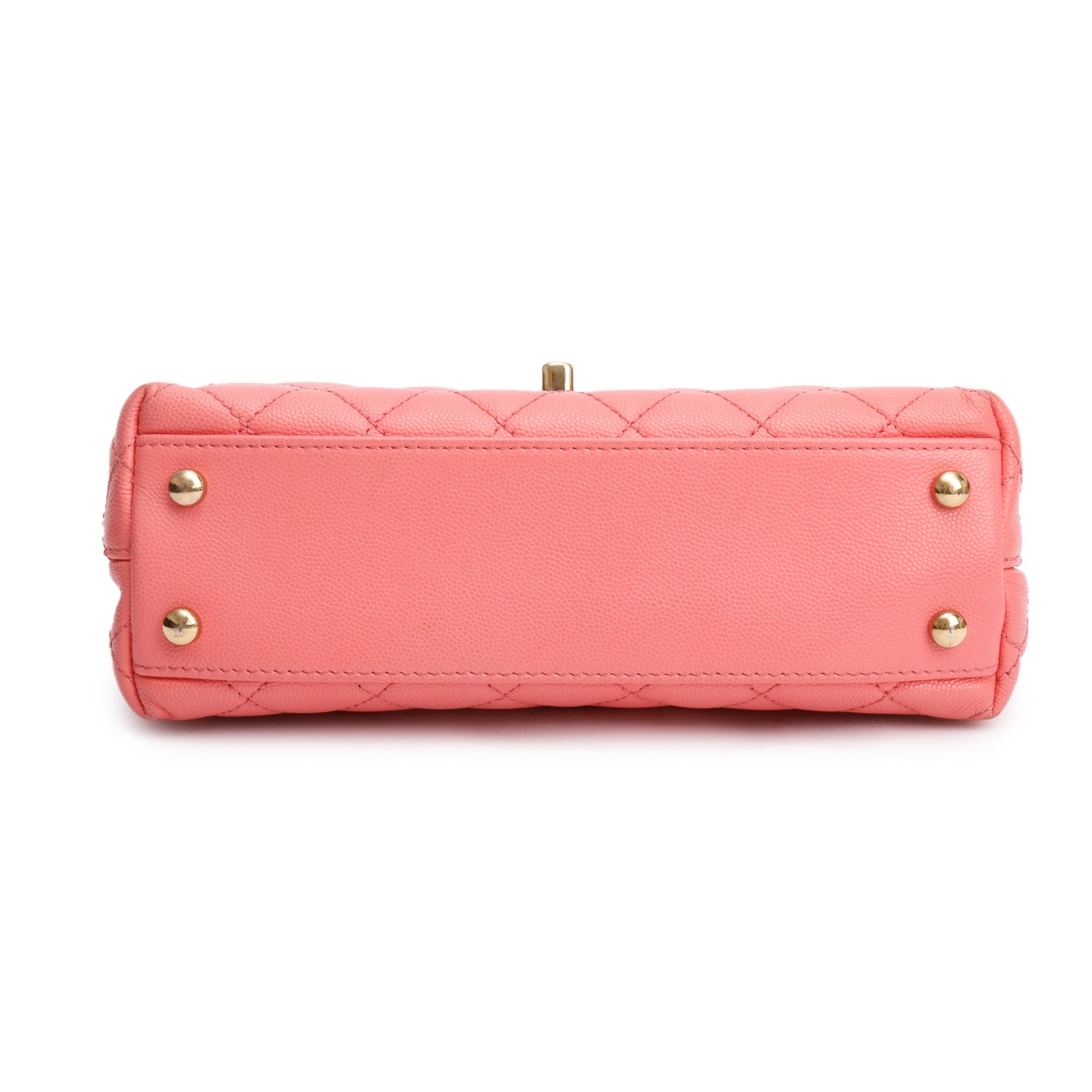 Chanel Pink Quilted Caviar Leather Small Coco Handle Bag w/ Strap