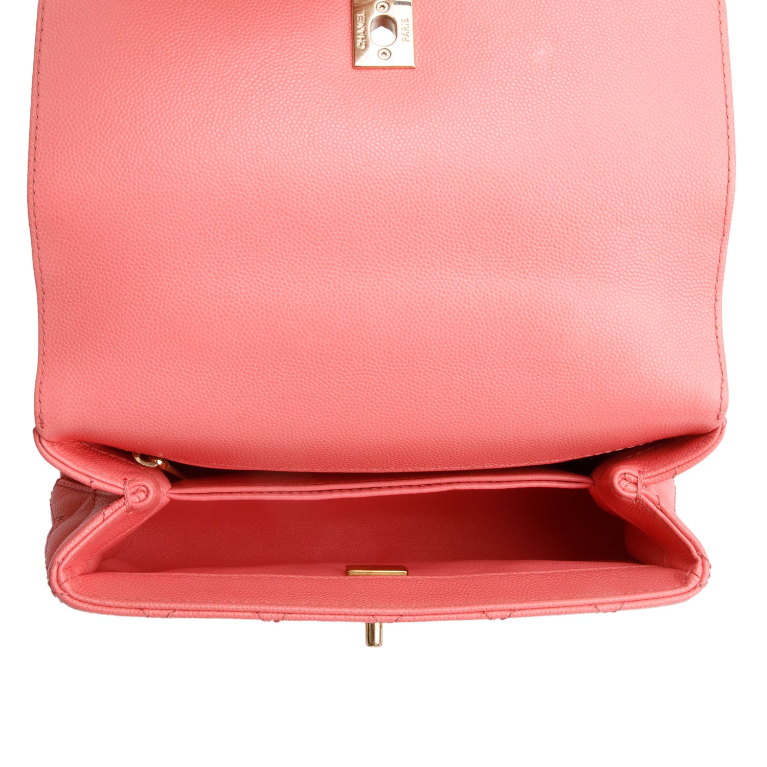Chanel Pink Quilted Caviar Leather Small Coco Handle Bag w/ Strap