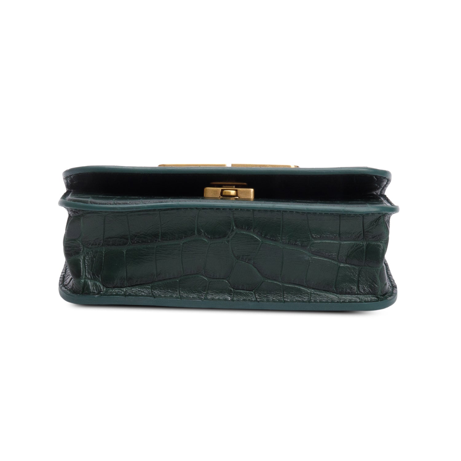 Balenciaga Green Croc-Embossed Leather XS Gossip Flap Bag