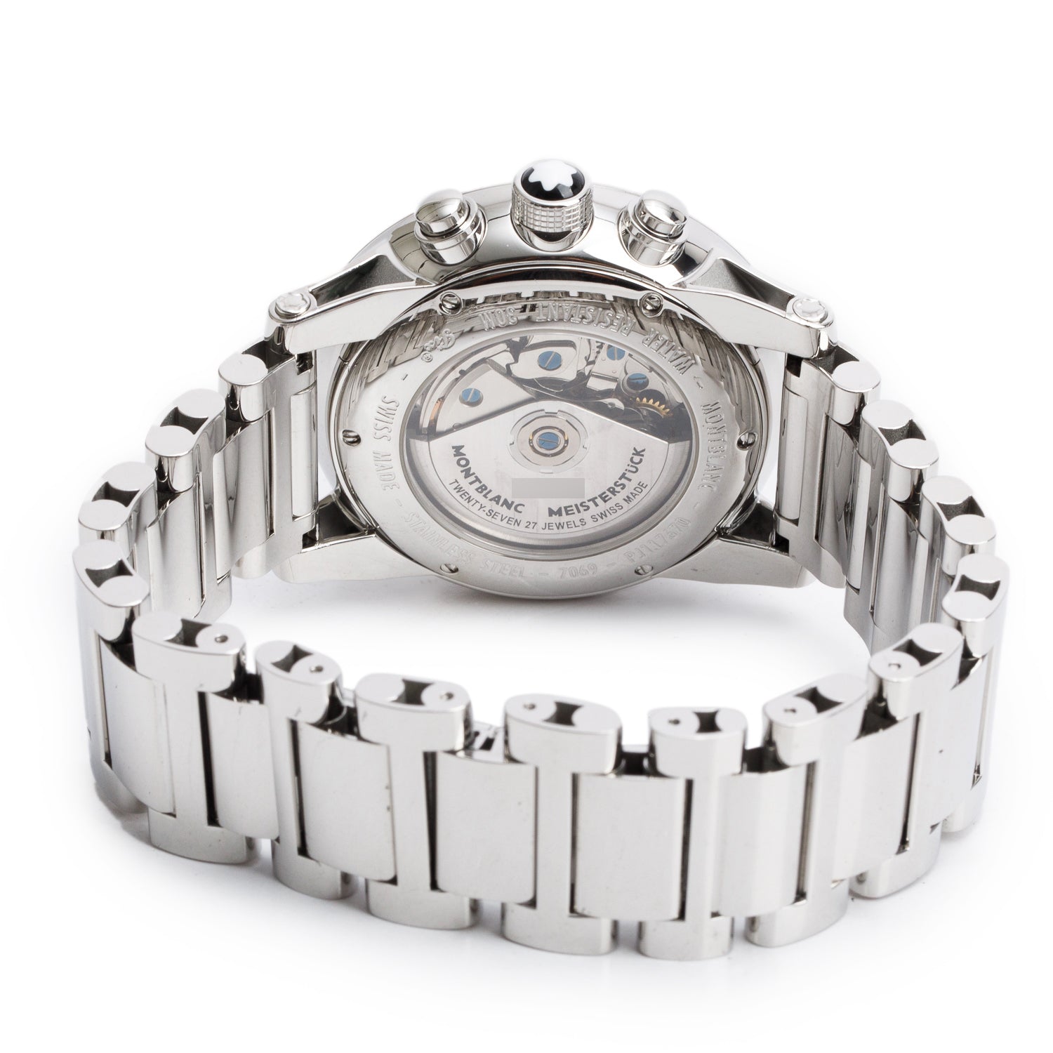 Montblanc Stainless Steel TimeWalker 43 MM Chronograph Automatic Watch Black Dial 7069 w/ Box, Papers & Extra Strap