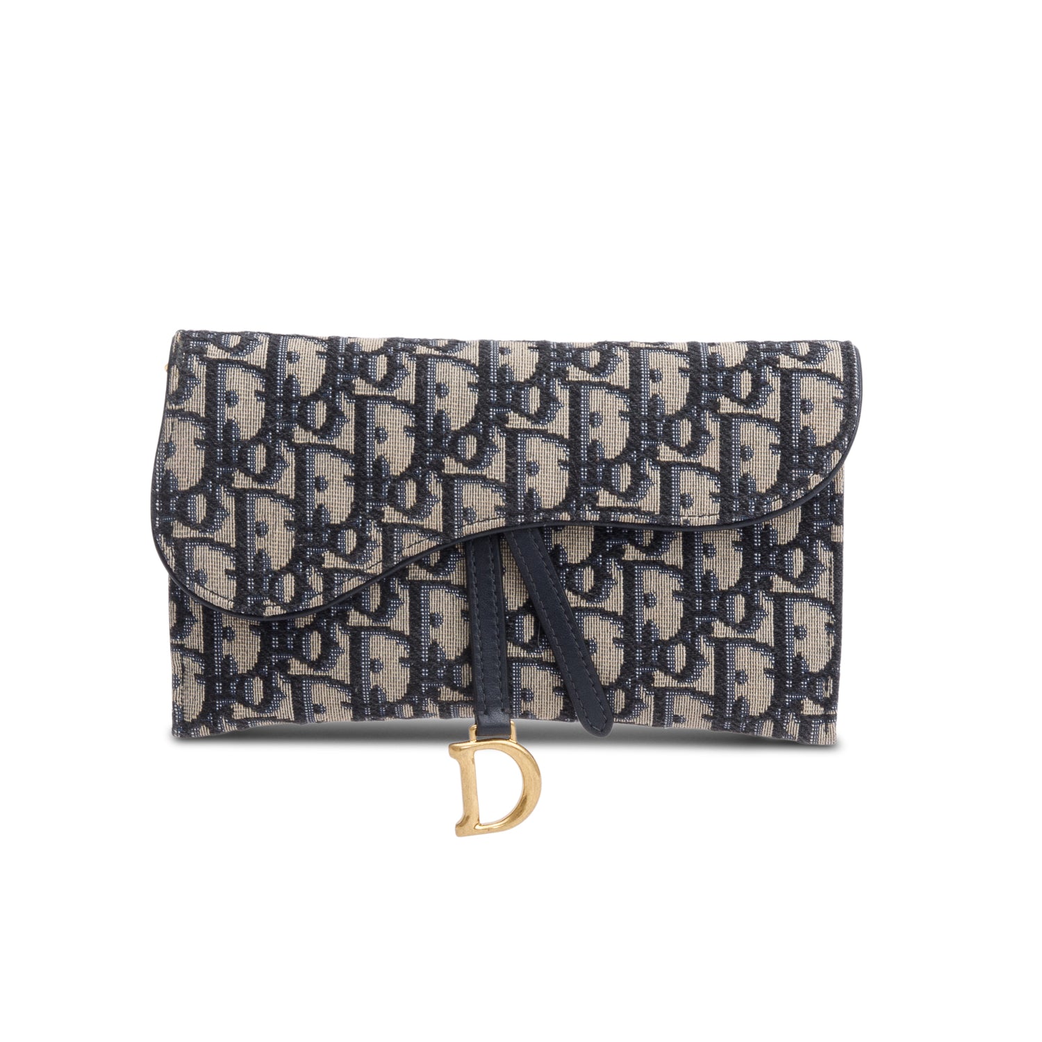 Christian Dior Oblique Jacquard Saddle Pouch with Chain w/ Box, Receipt, Strap & Pouch