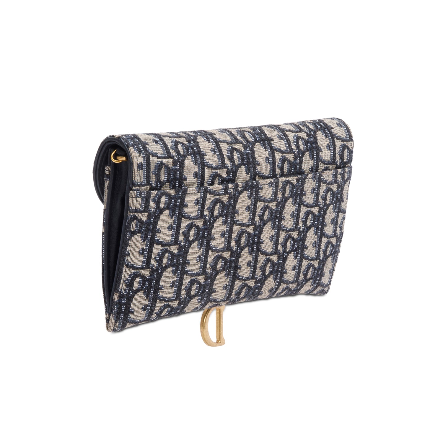 Christian Dior Oblique Jacquard Saddle Pouch with Chain w/ Box, Receipt, Strap & Pouch