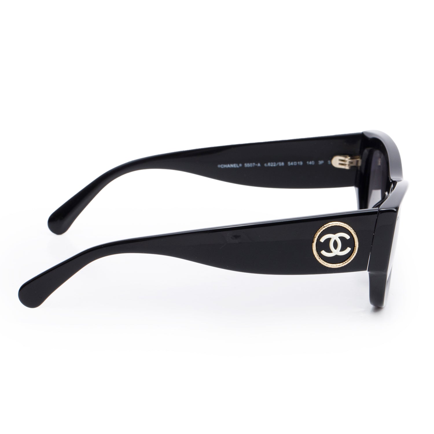 Chanel 5507-A Black Acetate Rectangle Polarized Sunglasses 5507-A w/ Box & Receipt