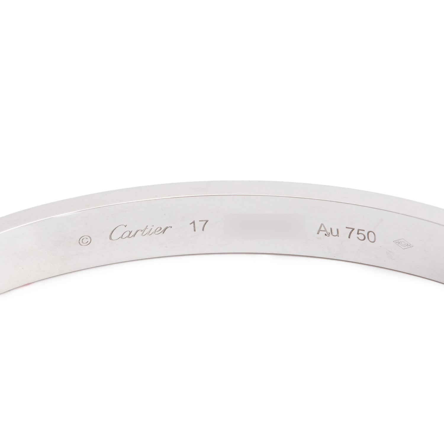 Cartier 2024 18k White Gold Love Bracelet, Size 17 w/ Box, Receipt & Certificate