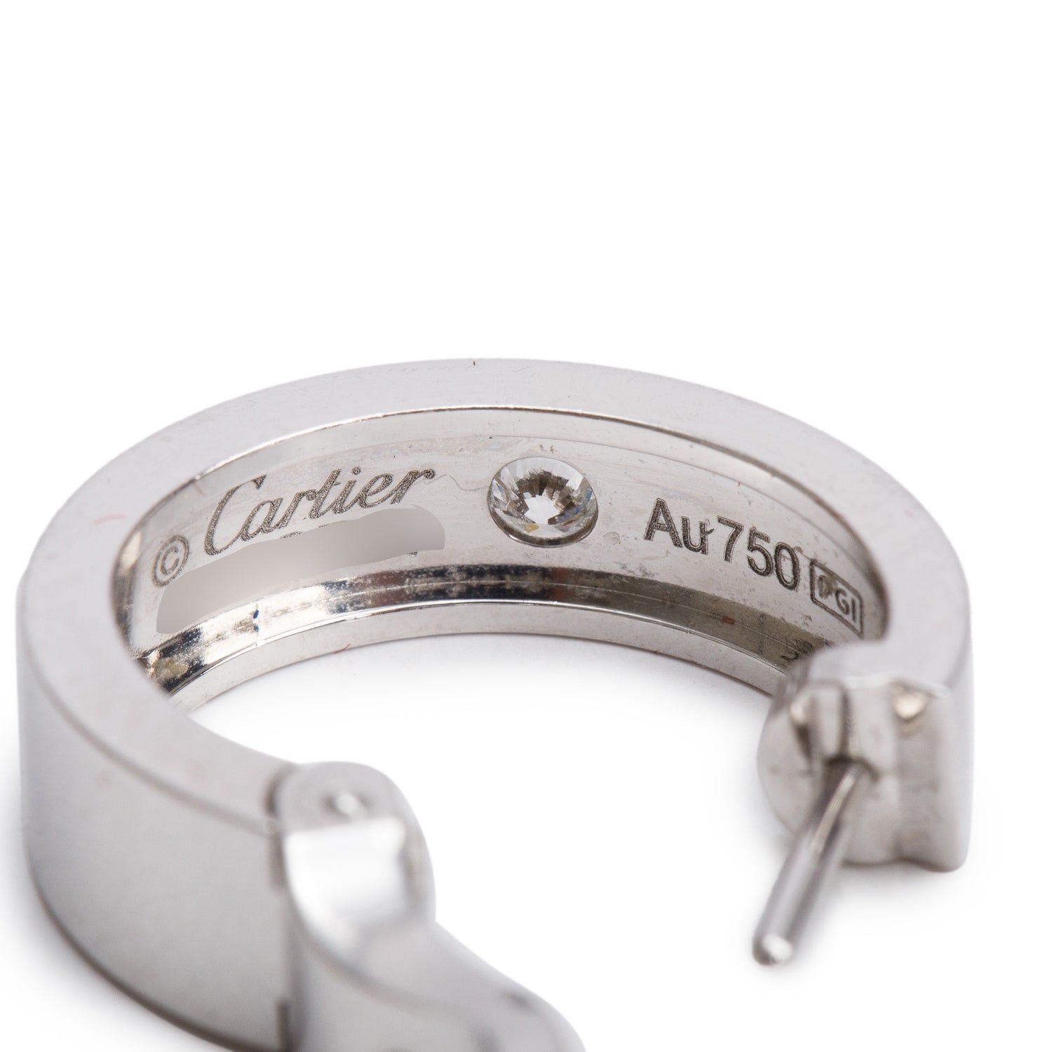 Cartier 2025 18k White Gold 2 Diamond Love Hoop Earrings, Classic Model w/ Receipt & Certificate