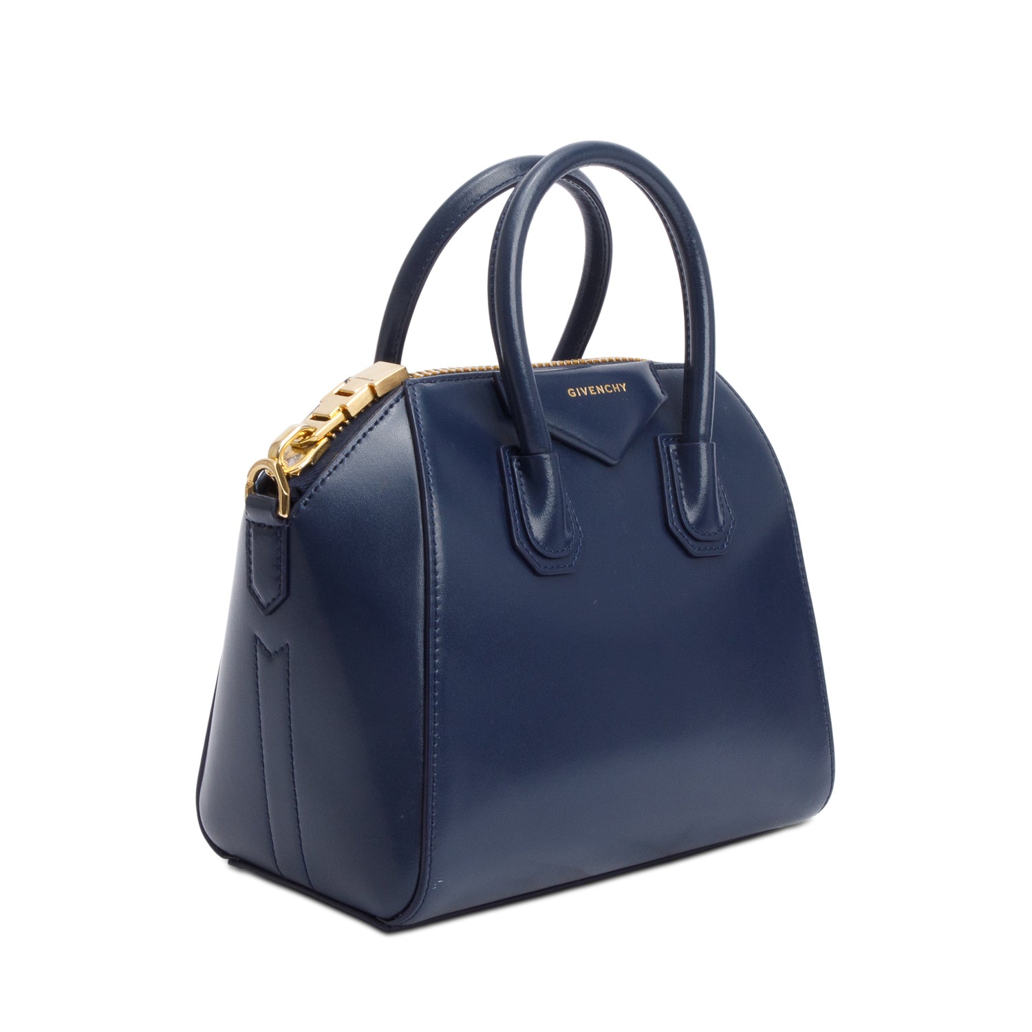 Givenchy 2022 Navy Box Leather Mini Antigona Bag w/ Strap