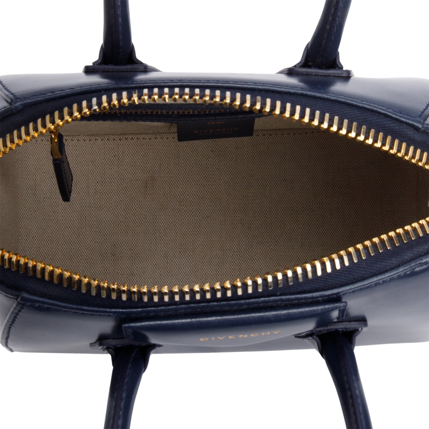 Givenchy 2022 Navy Box Leather Mini Antigona Bag w/ Strap