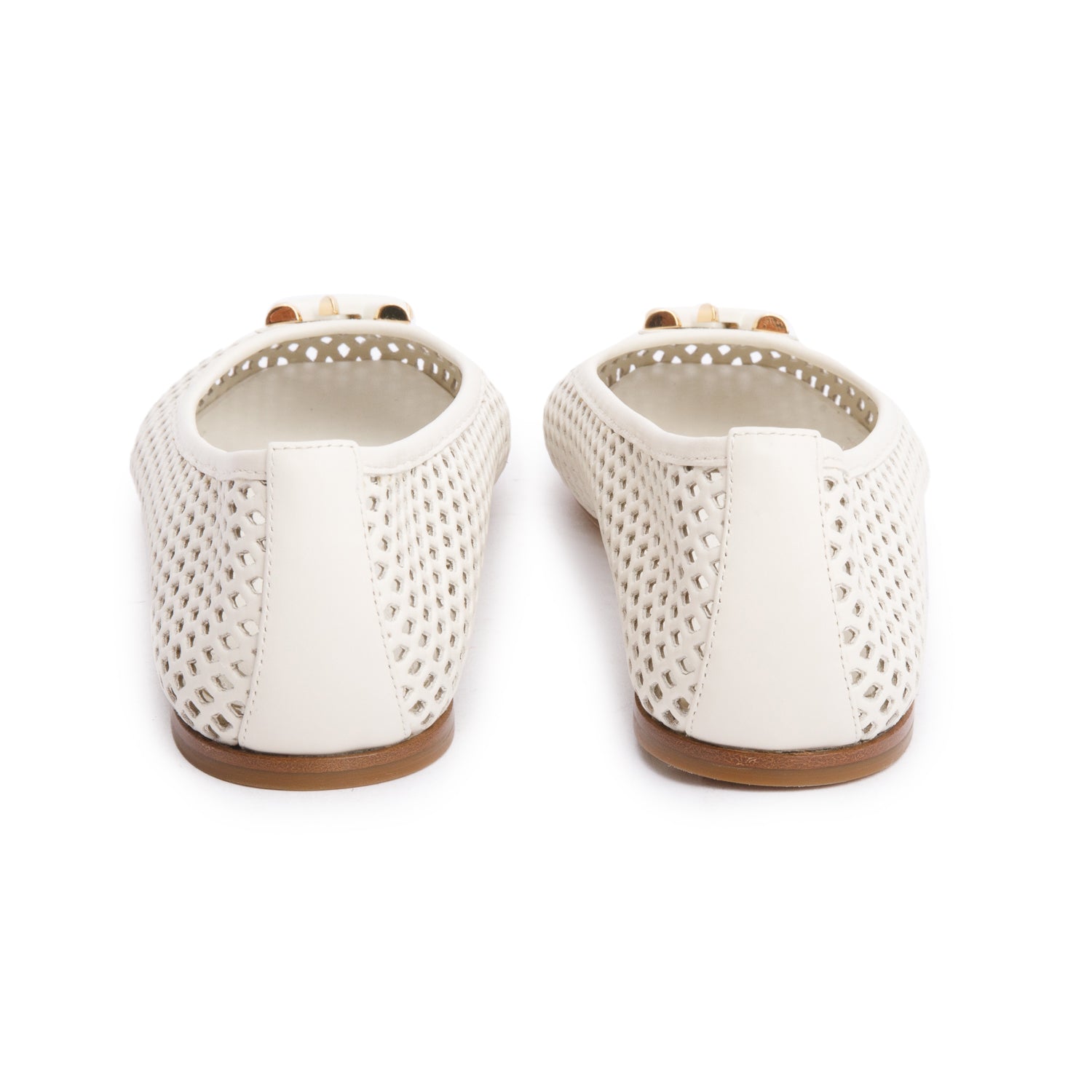 Louis Vuitton White Perforated Calf Leather Shake Flat Ballerina Shoes, Size 37 w/ Box