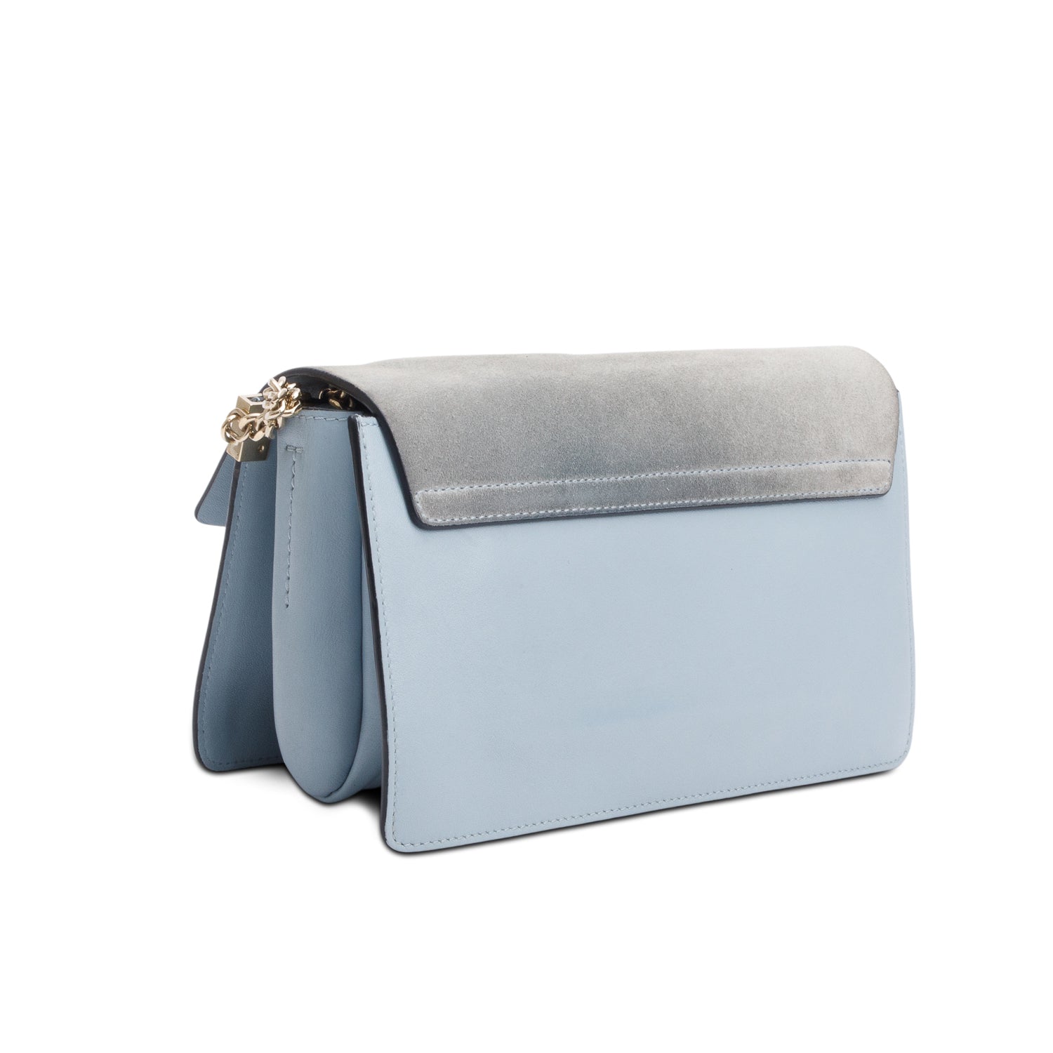 Chloe Blue Suede & Calfskin Leather Small Faye Shoulder Bag