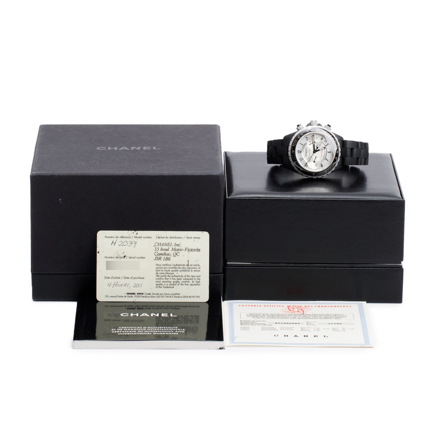 Chanel Titanium & Black Ceramic J12 41 MM Automatic Chronograph Watch w/ Box & Papers