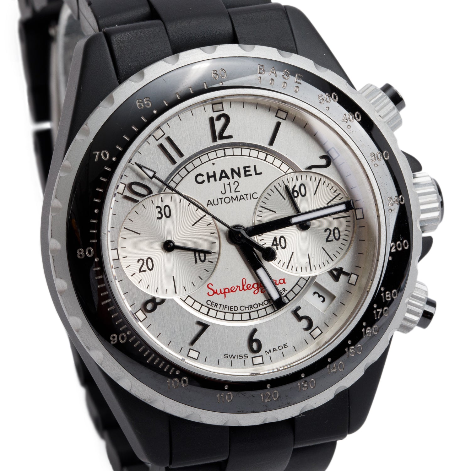 Chanel Titanium & Black Ceramic J12 41 MM Automatic Chronograph Watch w/ Box & Papers