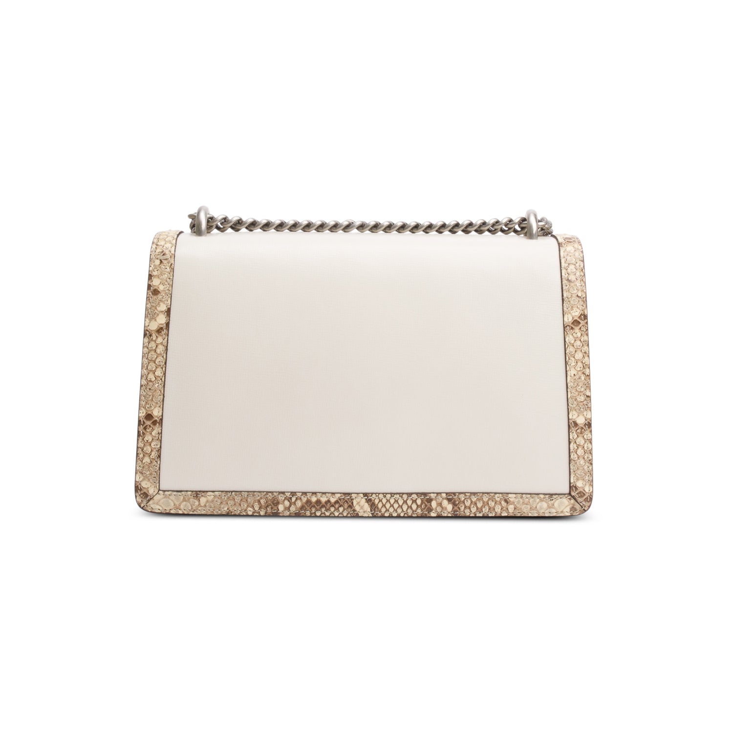 Gucci White Calfskin Leather Python Trim Small Dionysus Shoulder Bag w/ Box