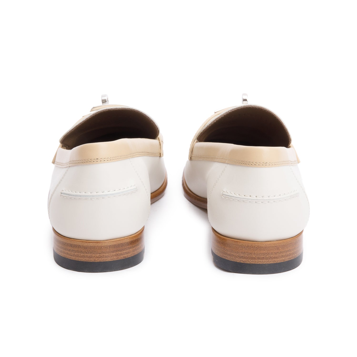 Hermes Blanc/Beige Calfskin Leather Destin Loafer, Size 39.5 w/ Box