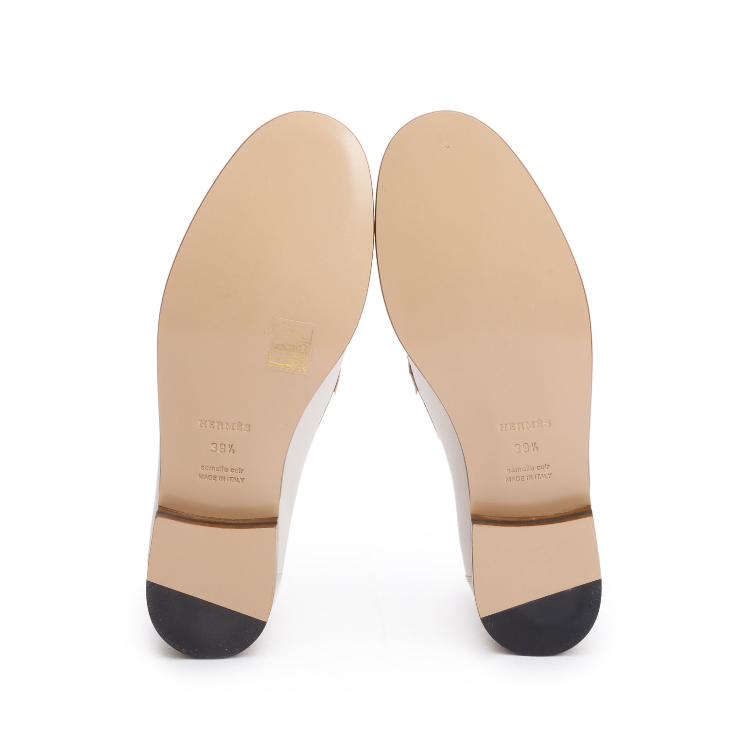 Hermes Blanc/Beige Calfskin Leather Destin Loafer, Size 39.5 w/ Box